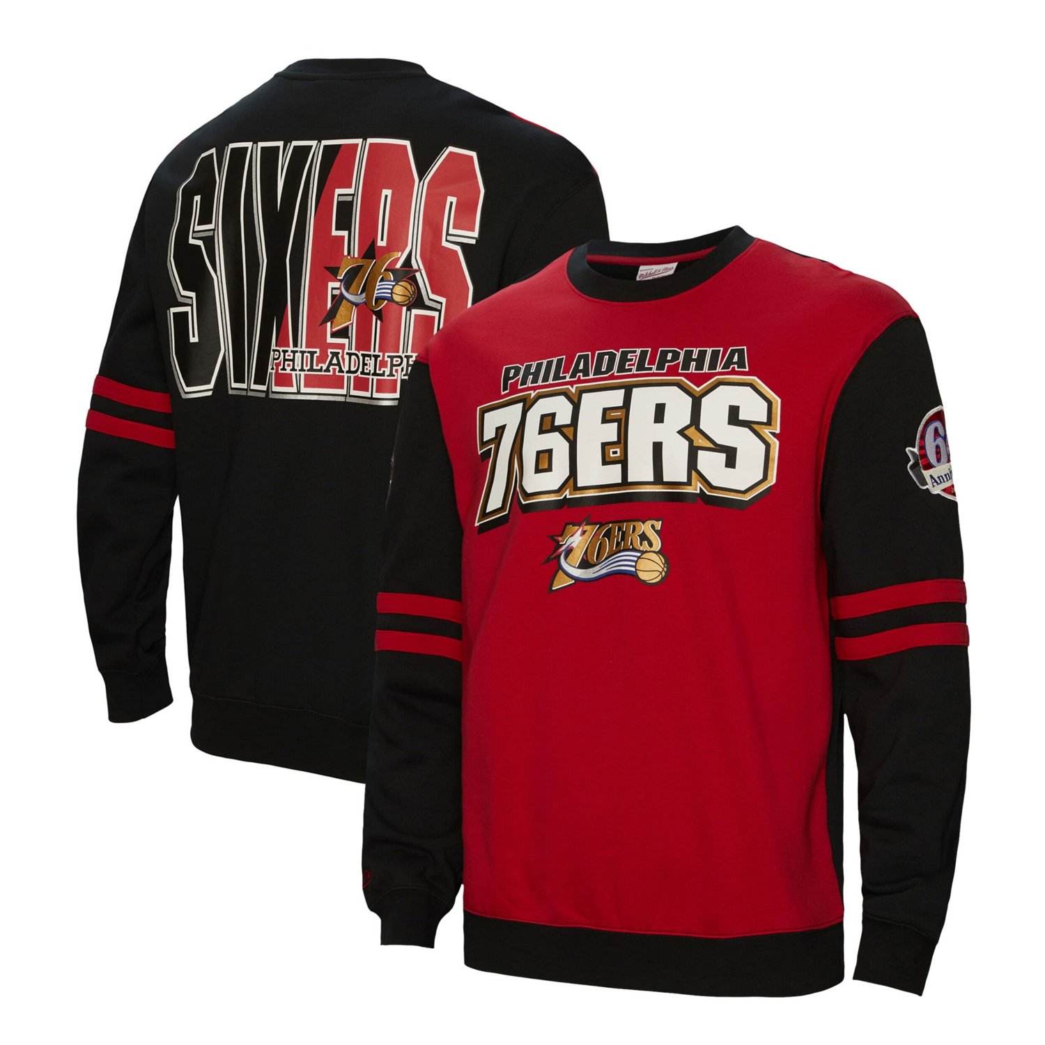 Mitchell  Ness Philadelphia 76ers All Over Pullover Sweatshirt                                                                   - view number 1