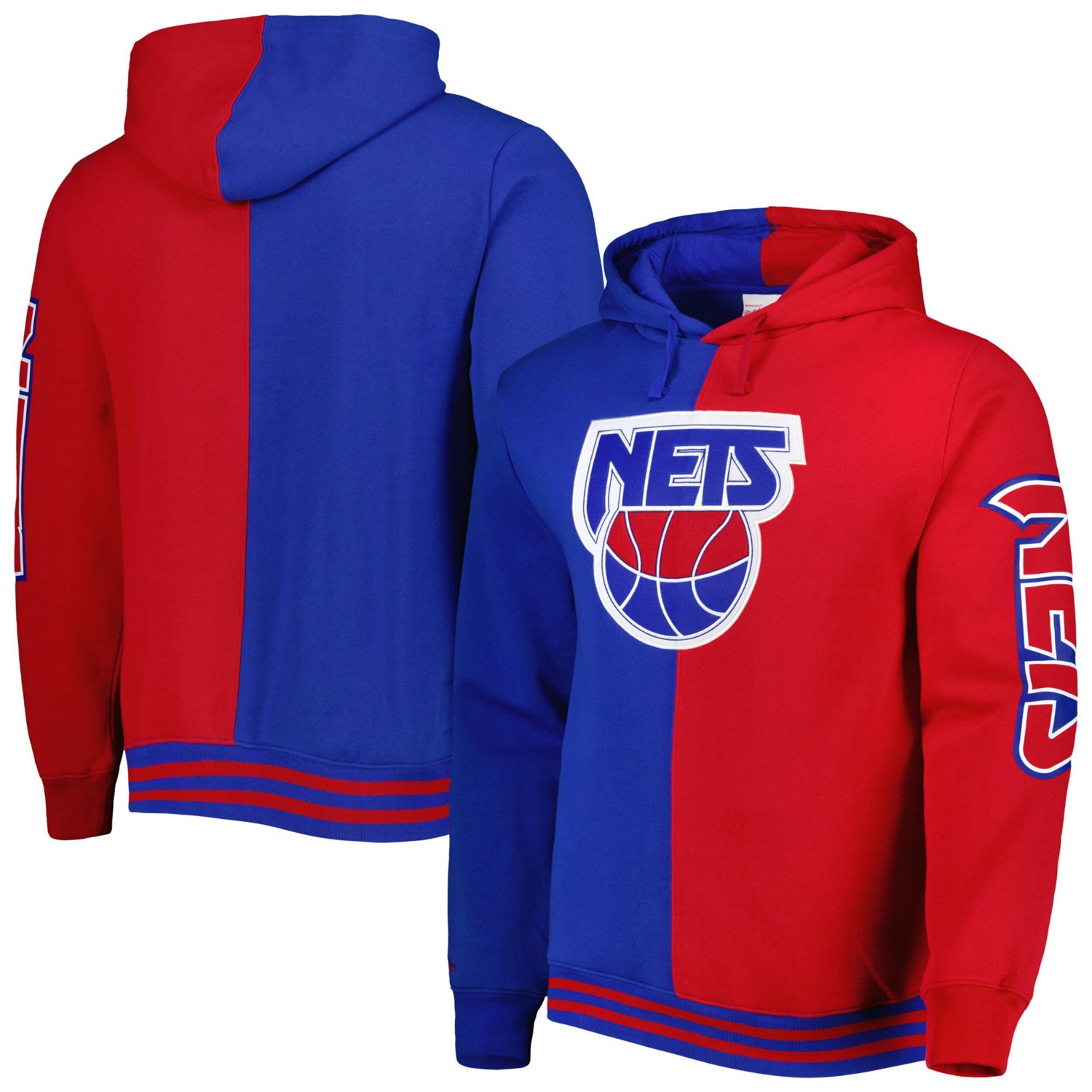 Mitchell  Ness Red New Jersey Nets Big  Tall Hardwood Classics Split Pullover Hoodie - view number 1