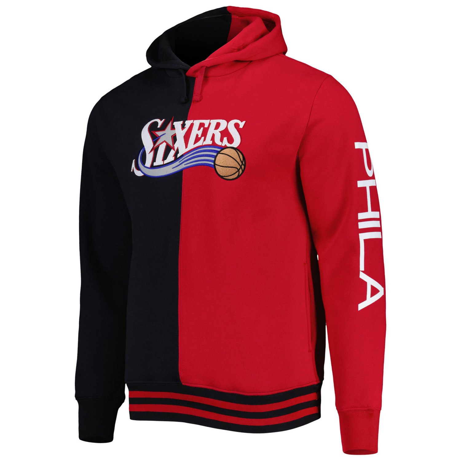 Mitchell  Ness Red Philadelphia 76ers Hardwood Classics Split Pullover Hoodie - view number 2