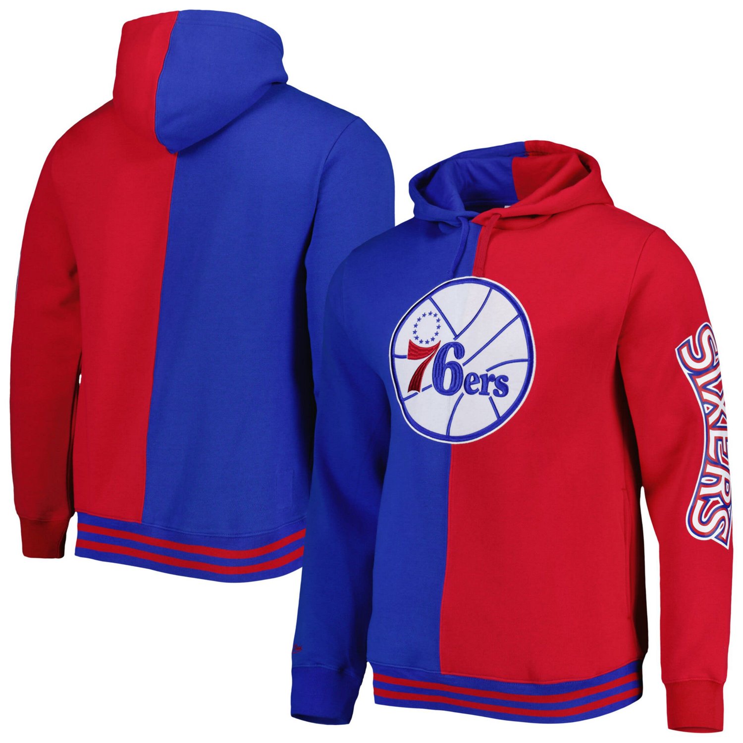 Mitchell  Ness Red Philadelphia 76ers Hardwood Classics Split Pullover Hoodie - view number 1