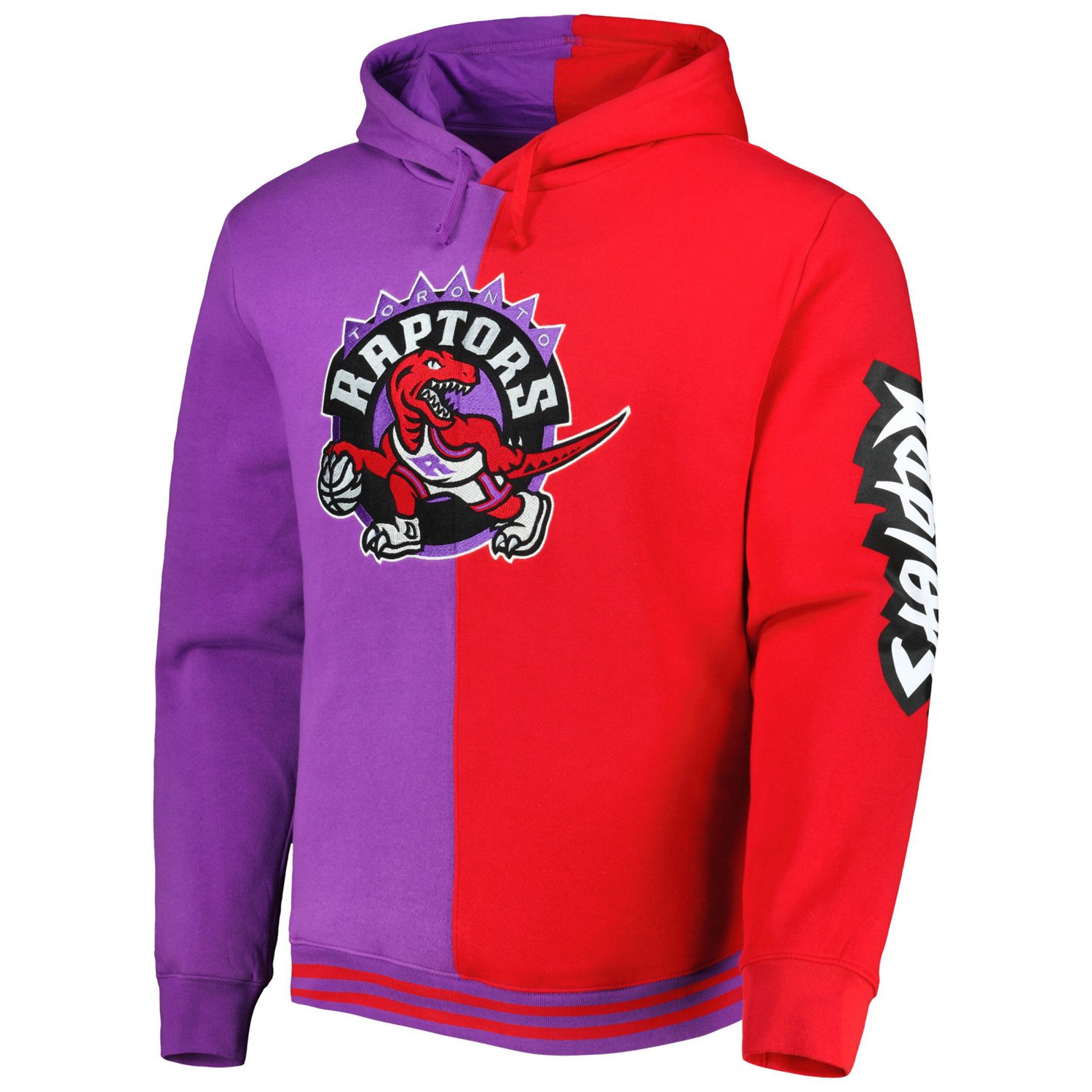 Mitchell  Ness Red Toronto Raptors Hardwood Classics Split Pullover Hoodie - view number 2
