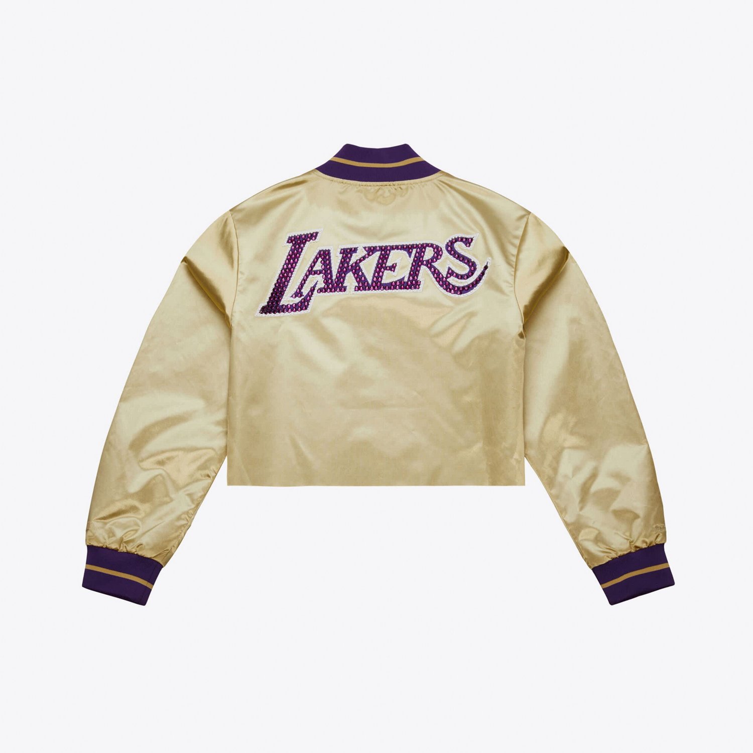 Mitchell & Ness Women's Los Angeles Lakers Cropped Satin Full Snap Jacket