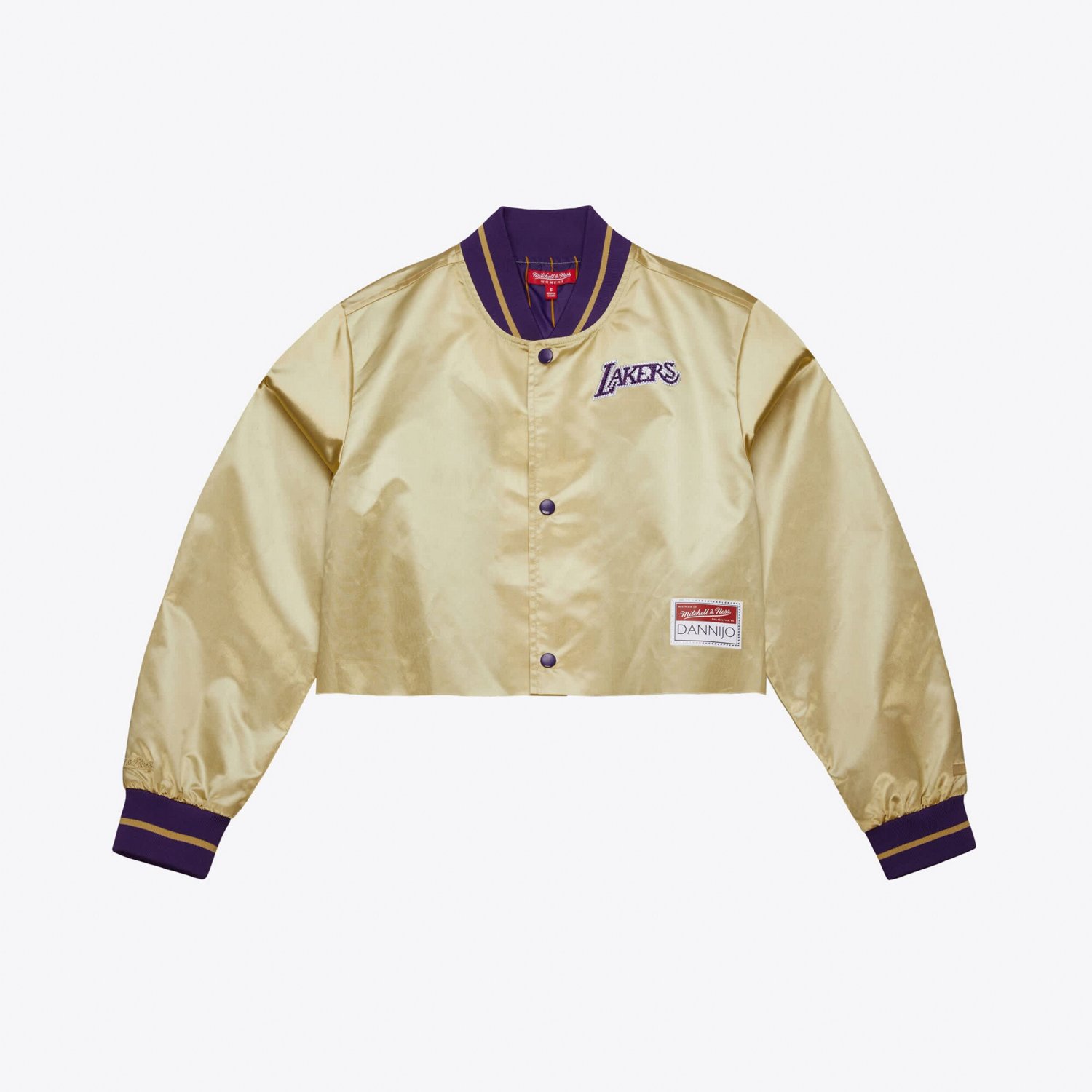 Mitchell & Ness Women's Los Angeles Lakers Cropped Satin Full Snap Jacket