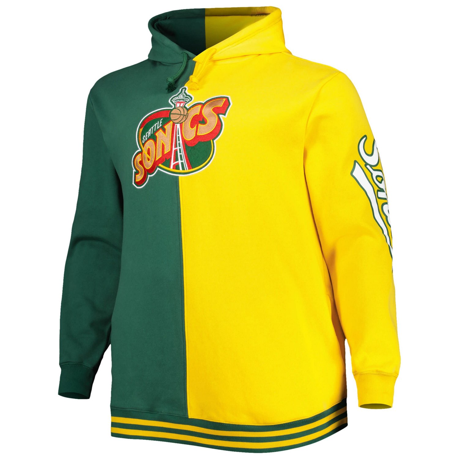 Mitchell Ness Gold Seattle SuperSonics Big Tall Hardwood Classics Split Pullover Hoodie - view number 2