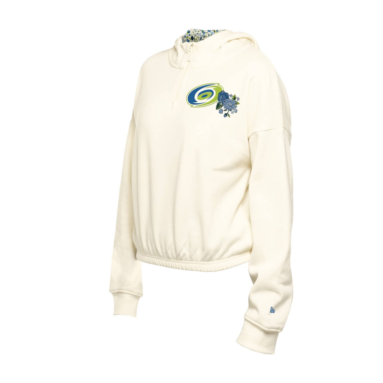New Era Carolina Hurricanes Glam Game Quarter-Zip Cropped Floral Hoodie Pullover - view number 2