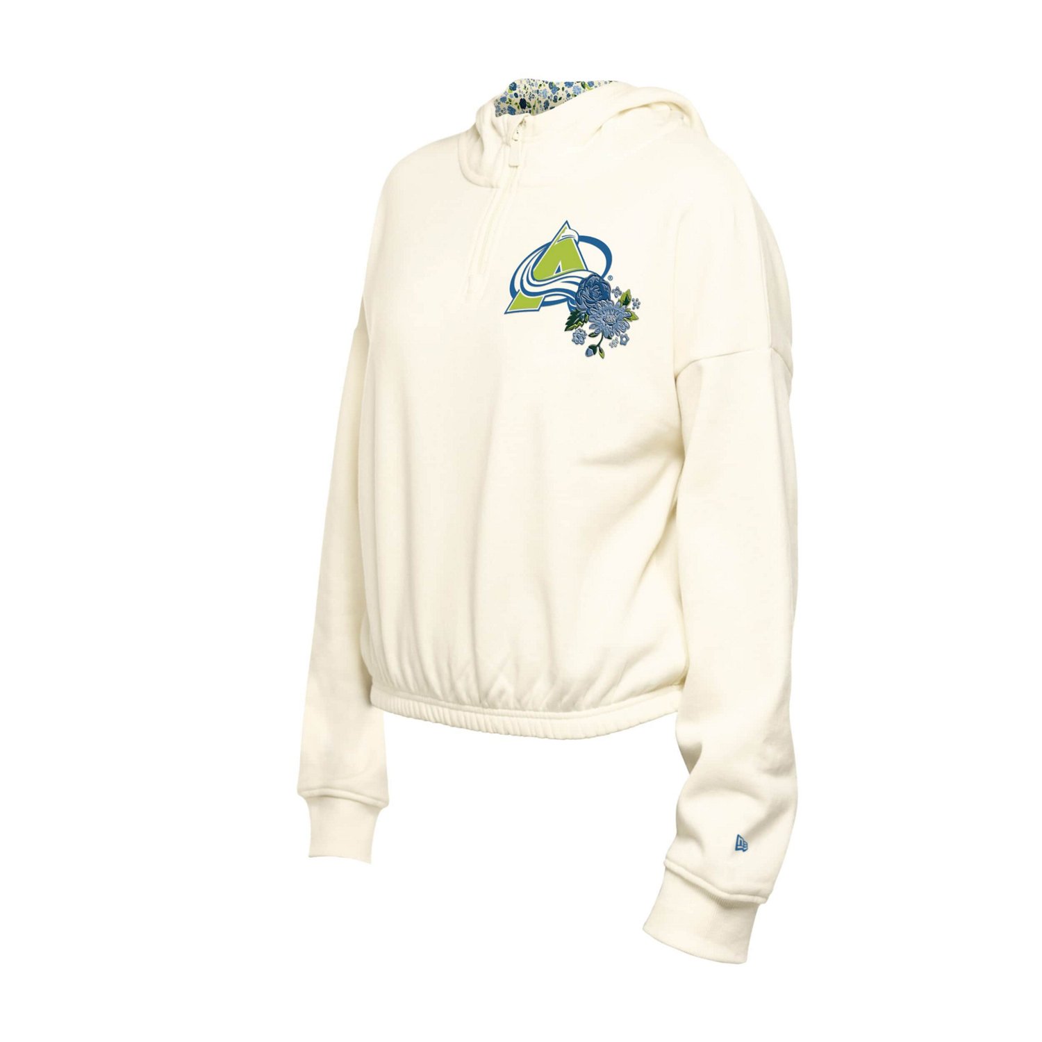 New Era Colorado Avalanche Glam Game Quarter-Zip Cropped Floral Hoodie Pullover - view number 2