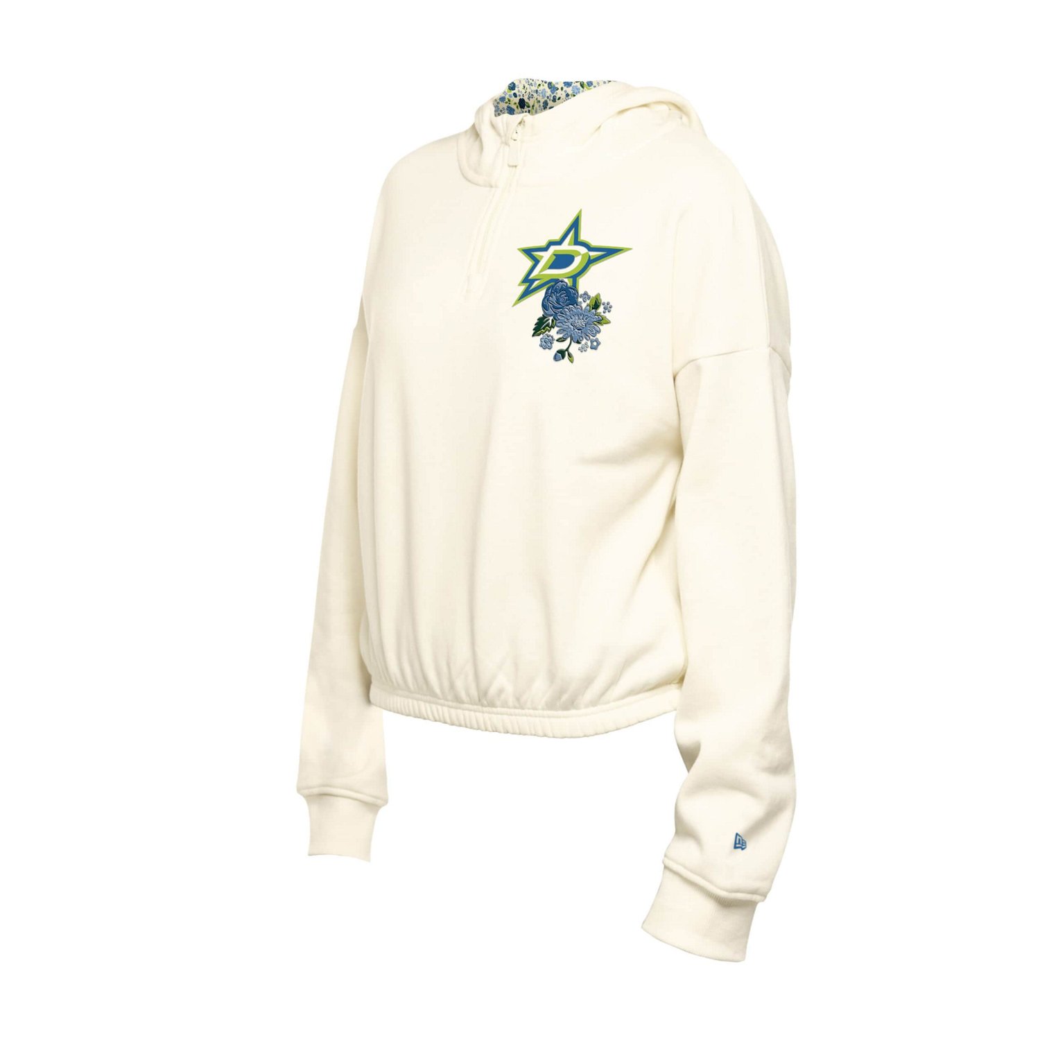 New Era Dallas Stars Glam Game Quarter-Zip Cropped Floral Hoodie Pullover - view number 2