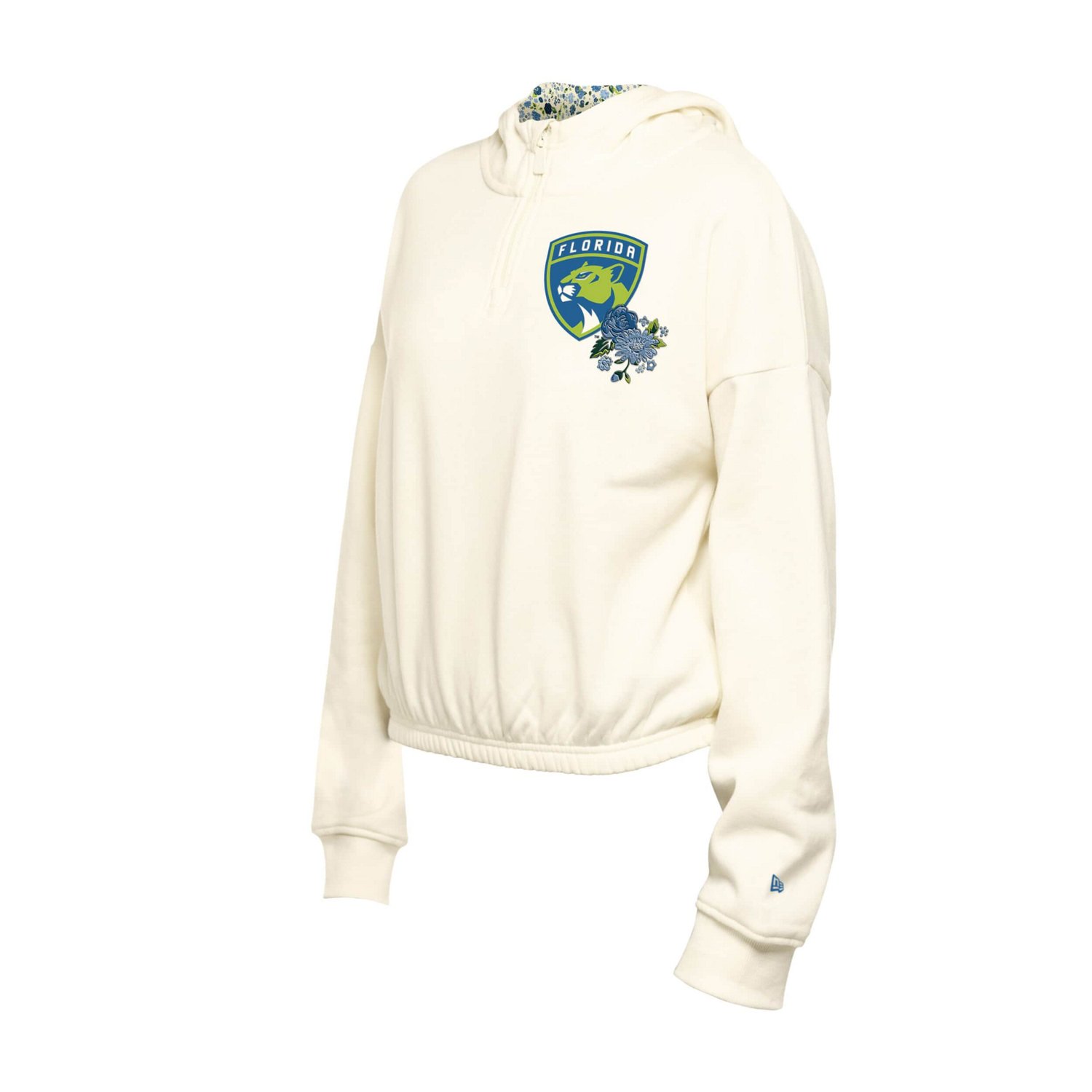 New Era Florida Panthers Glam Game Quarter-Zip Cropped Floral Hoodie Pullover - view number 2