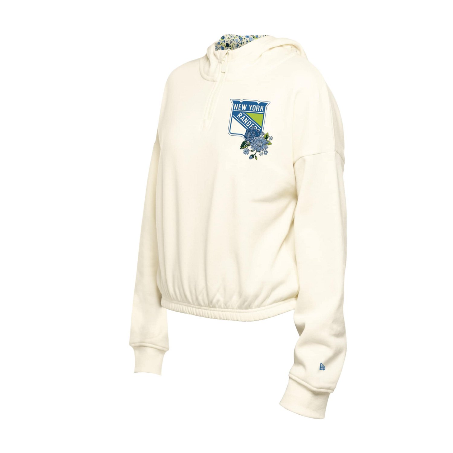 New Era New York Rangers Glam Game Quarter-Zip Cropped Floral Hoodie Pullover - view number 2