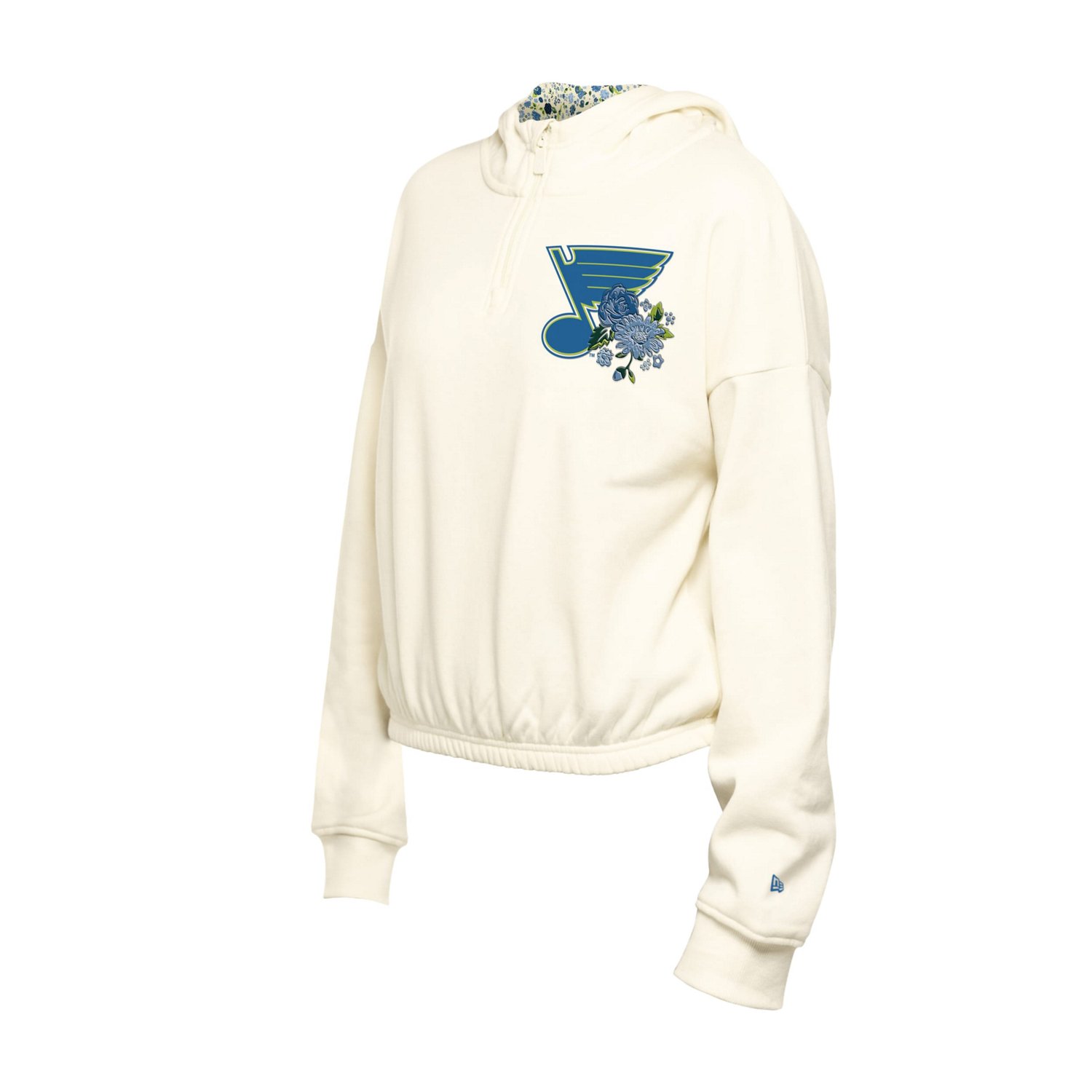 New Era St Louis Blues Glam Game Quarter-Zip Cropped Floral Hoodie Pullover                                                      - view number 2