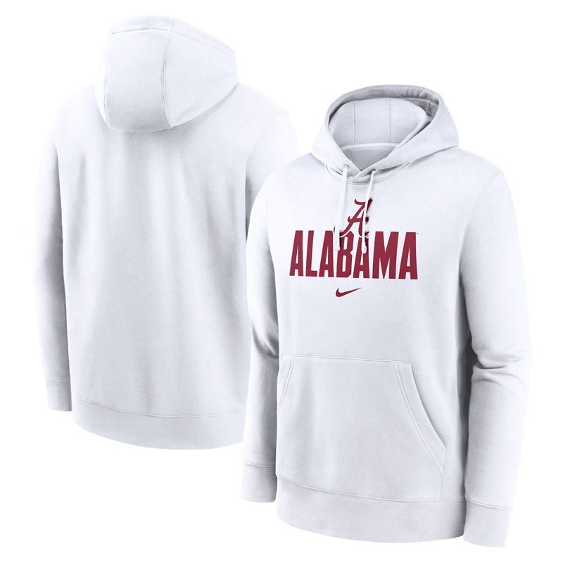 Nike Alabama Crimson Tide Primetime Club Fleece Pullover Hoodie White, X-Large - NCAA Men's Fleece/Jackets at Academy Sports