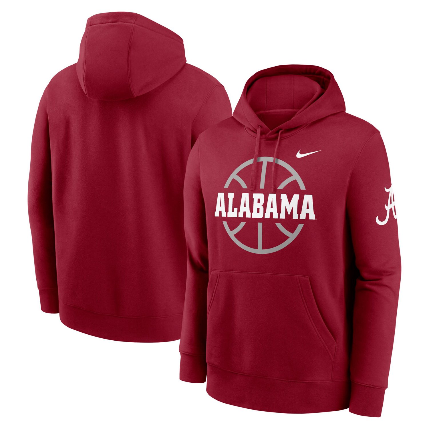 Nike Alabama Tide Basketball Icon Club Fleece Pullover Hoodie                                                                    - view number 1