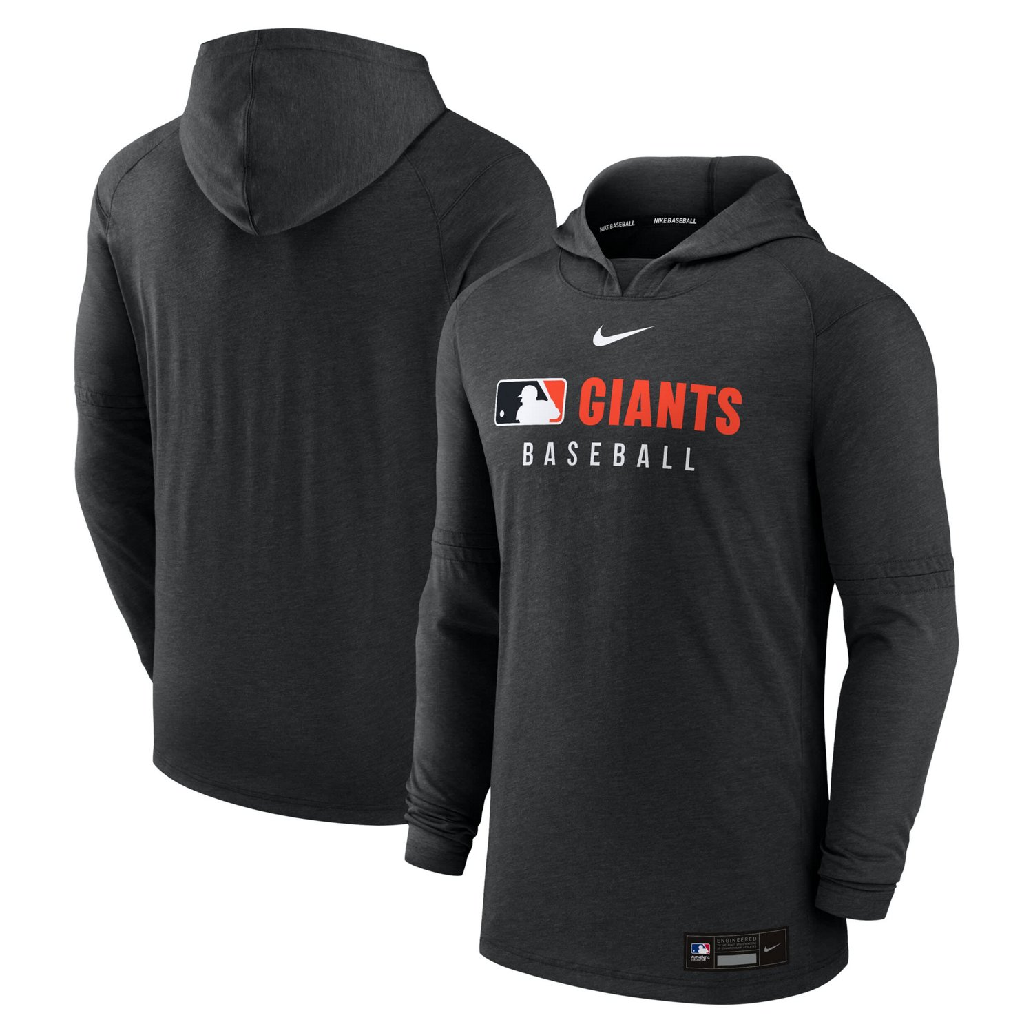Nike Heather San Francisco Giants Authentic Collection Tri-Blend Performance Pullover Hoodie
