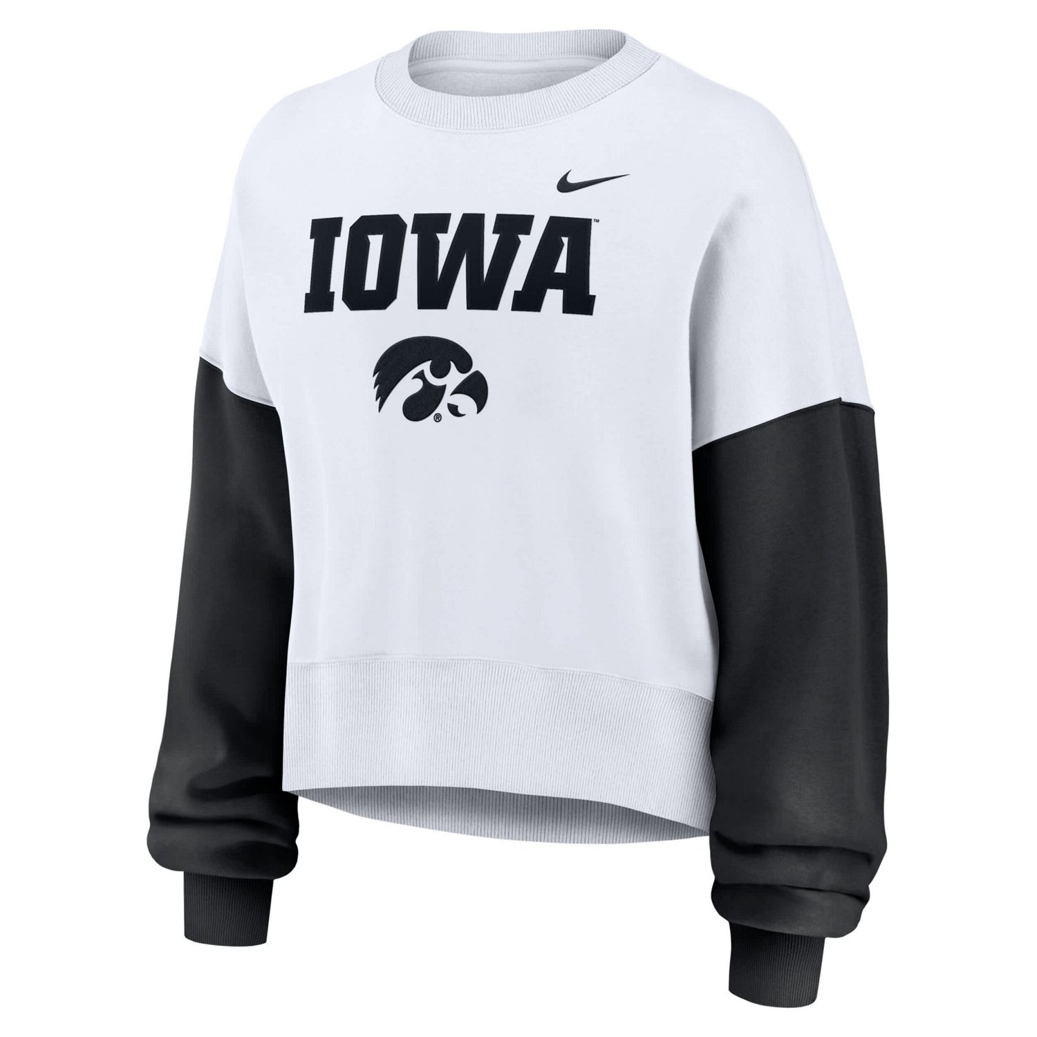 Nike Iowa Hawkeyes Color-Block Oversized Cropped Pullover Sweatshirt - view number 2