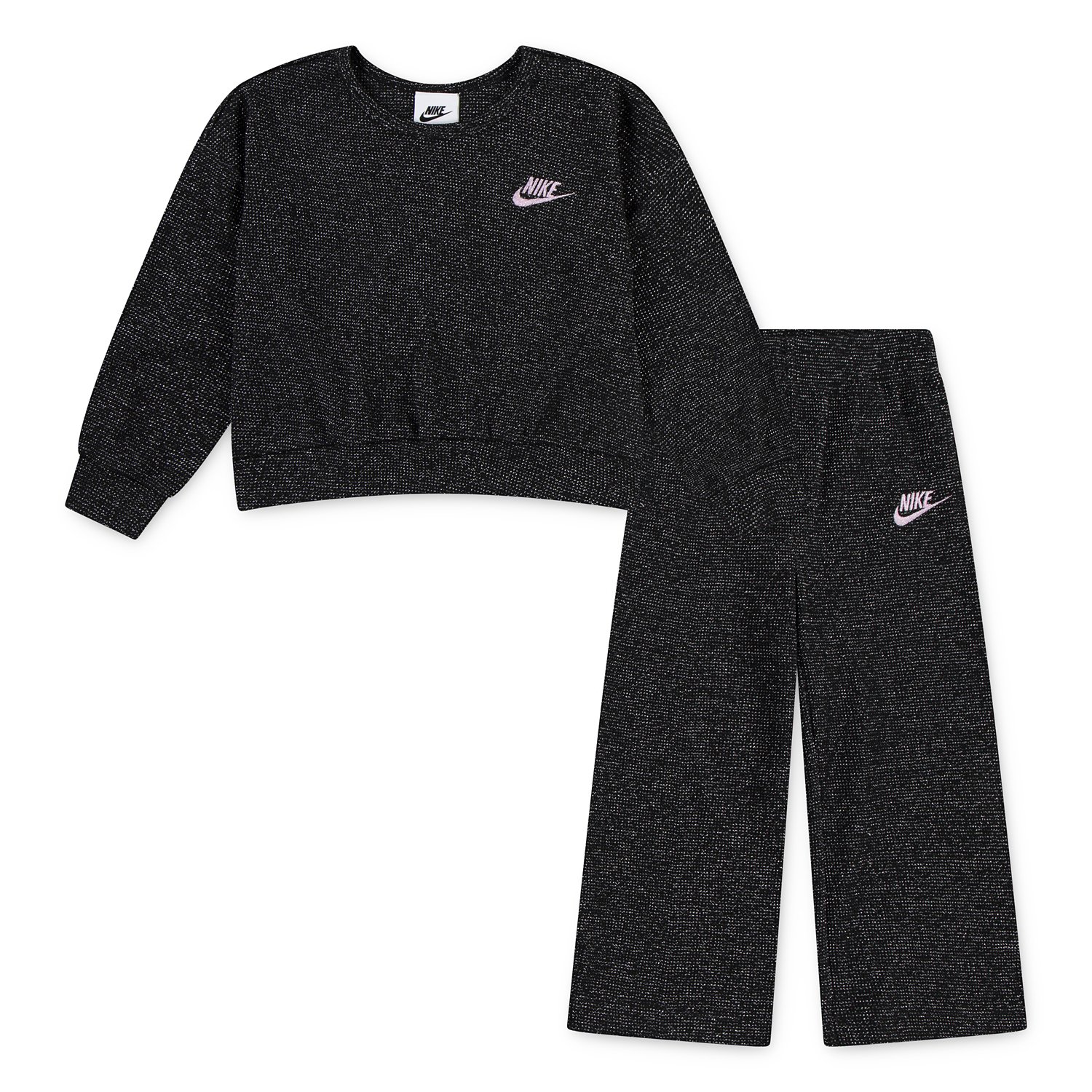 Nike Lurex Waffle Crewneck and Wide Pants 2-Piece Set