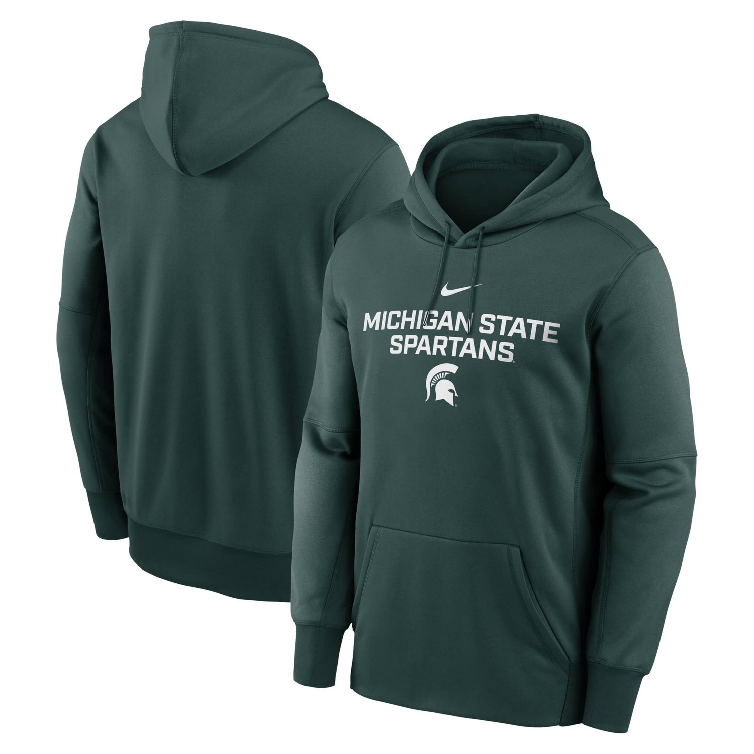 Nike Michigan State Spartans Team Stacked Performance Pullover Hoodie