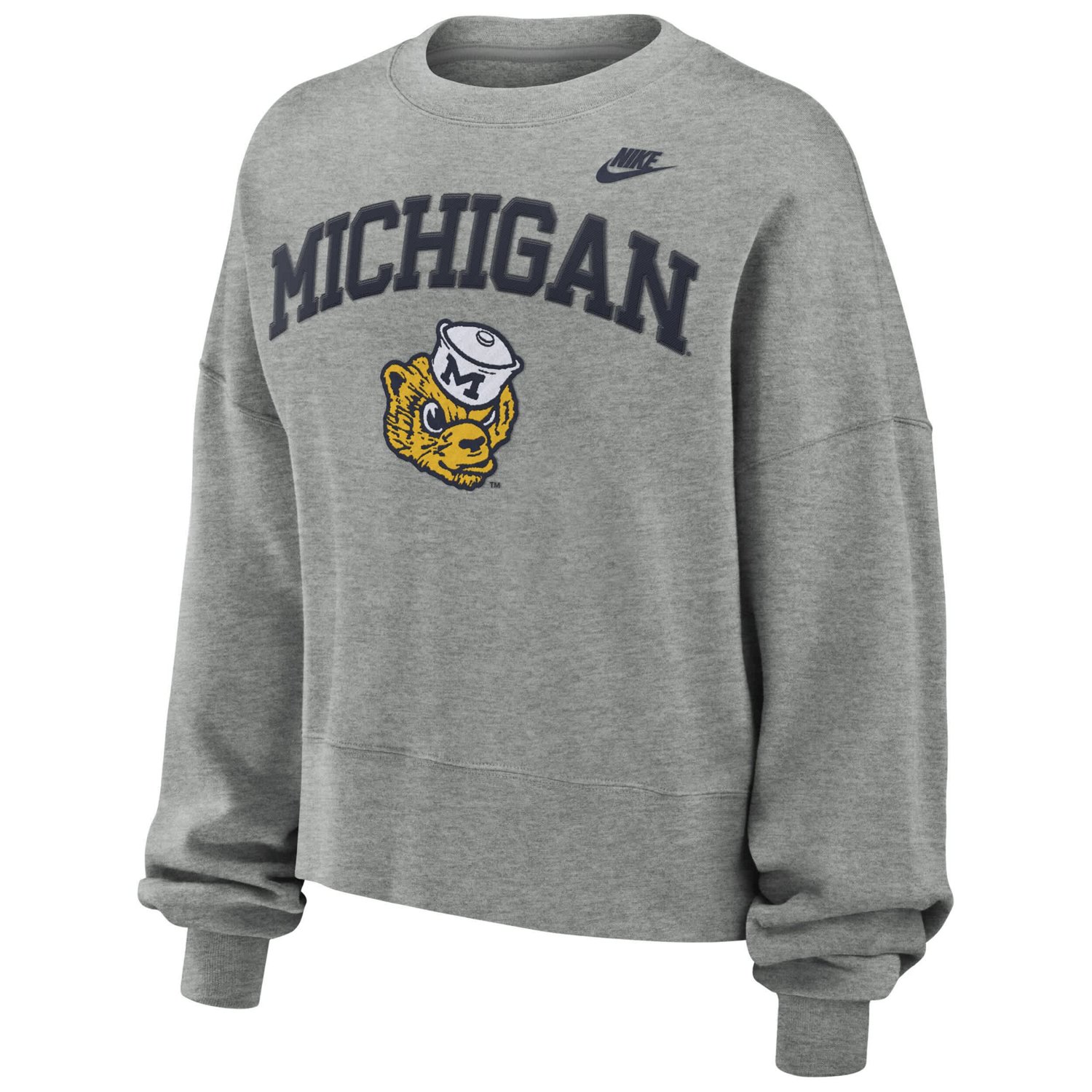 Nike Michigan Wolverines Legacy Fleece Classic Arch Oversized Cropped Tackle Twill Sweatshirt - view number 2