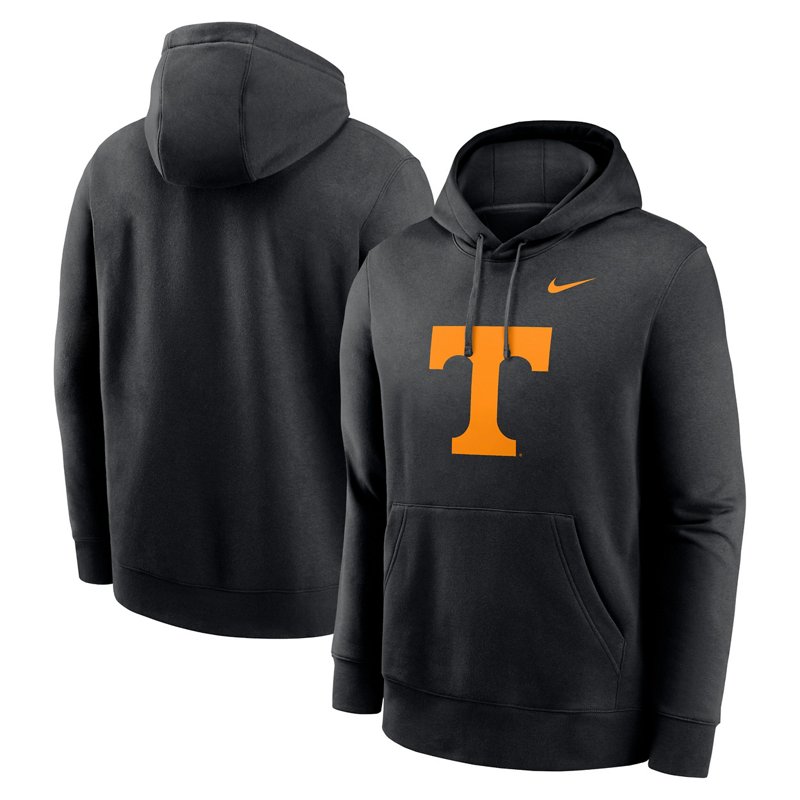 Nike Tennessee Volunteers Primetime Evergreen Club Fleece Pullover Hoodie Black, Small - NCAA Mens Fleece/Jackets at Academy Sports