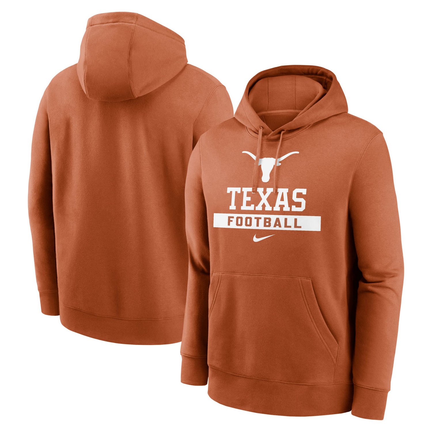 Nike Texas Texas Longhorns Football Stack Club Fleece Pullover Hoodie - view number 1