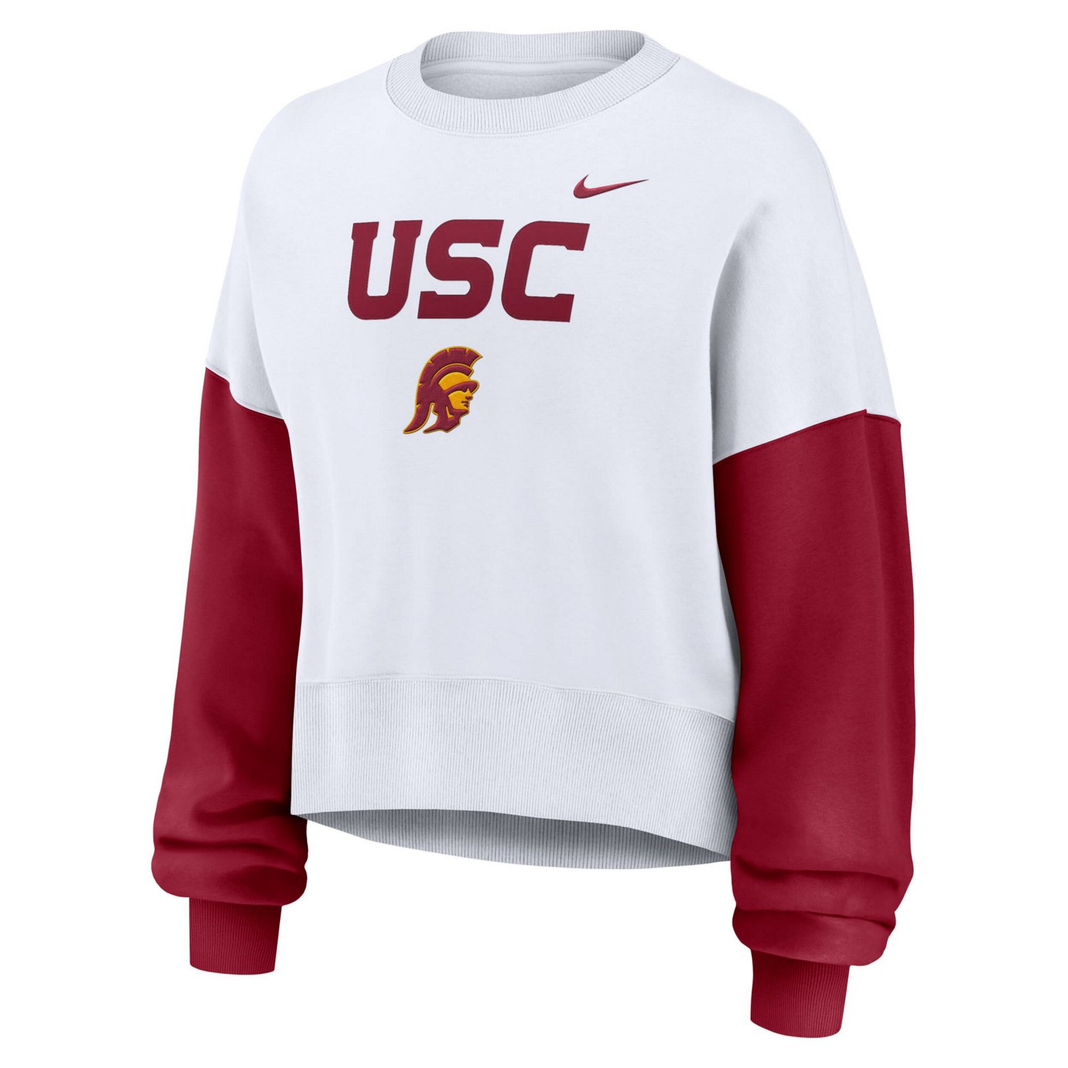 Nike USC Trojans Color-Block Oversized Cropped Pullover Sweatshirt                                                               - view number 2