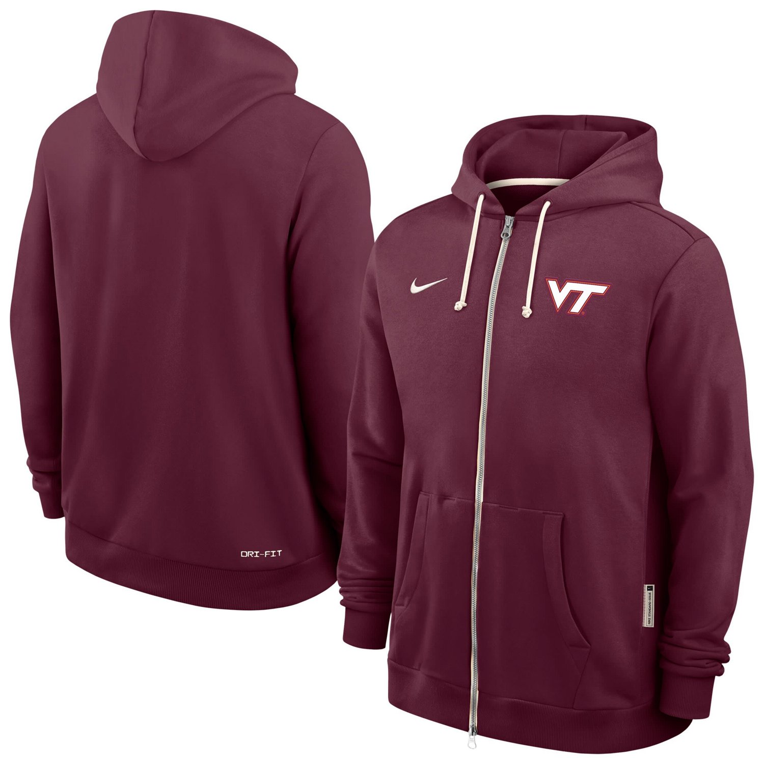 Nike Virginia Tech Hokies 2025 Sideline Performance Full-Zip Hoodie - view number 1