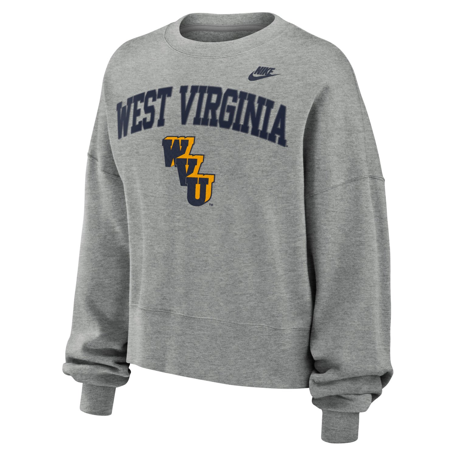 Nike West Virginia Mountaineers Legacy Fleece Classic Arch Oversized Cropped Tackle Twill Sweatshirt - view number 2
