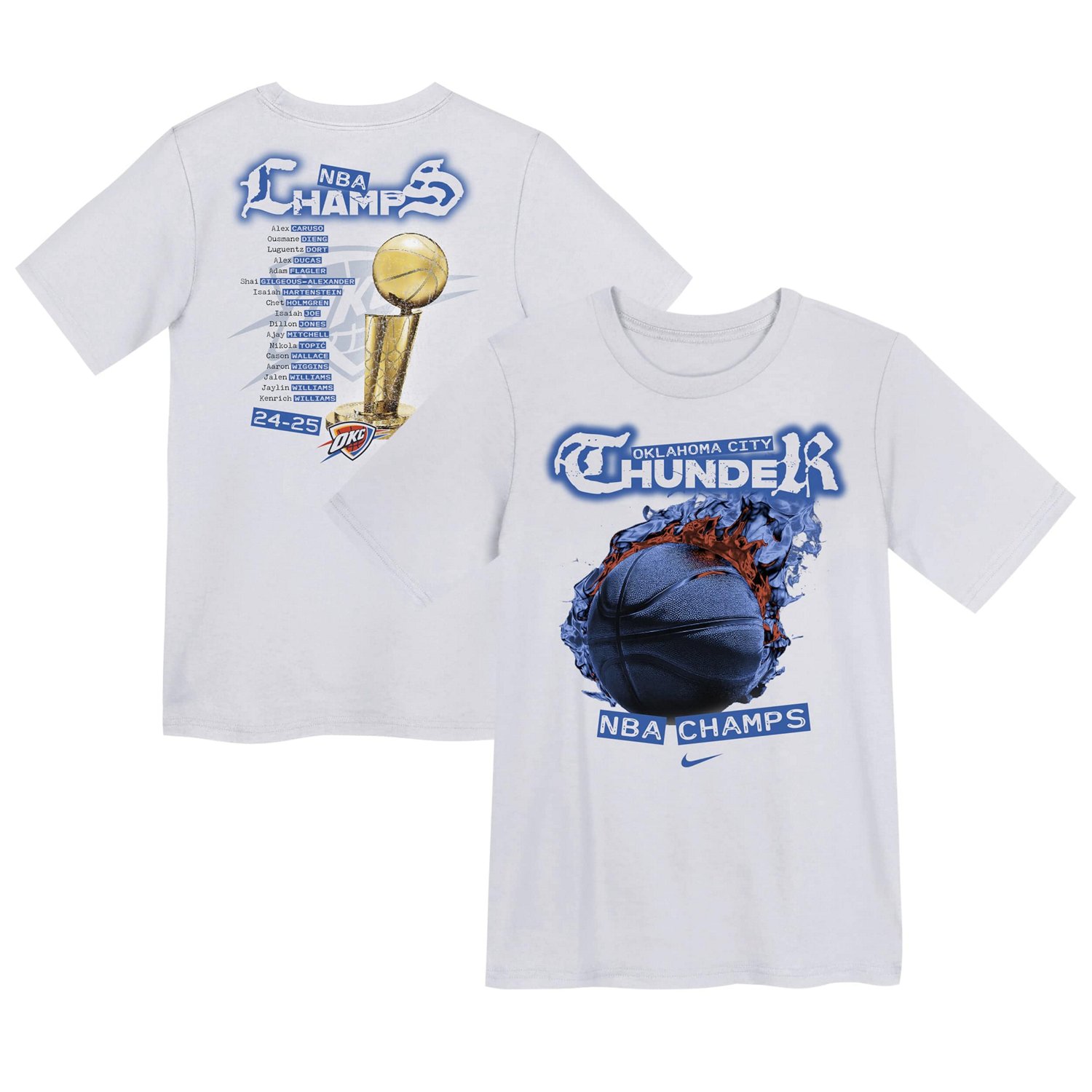 Preschool Nike Oklahoma City Thunder 2025 NBA Finals Champions Parade Roster T-Shirt