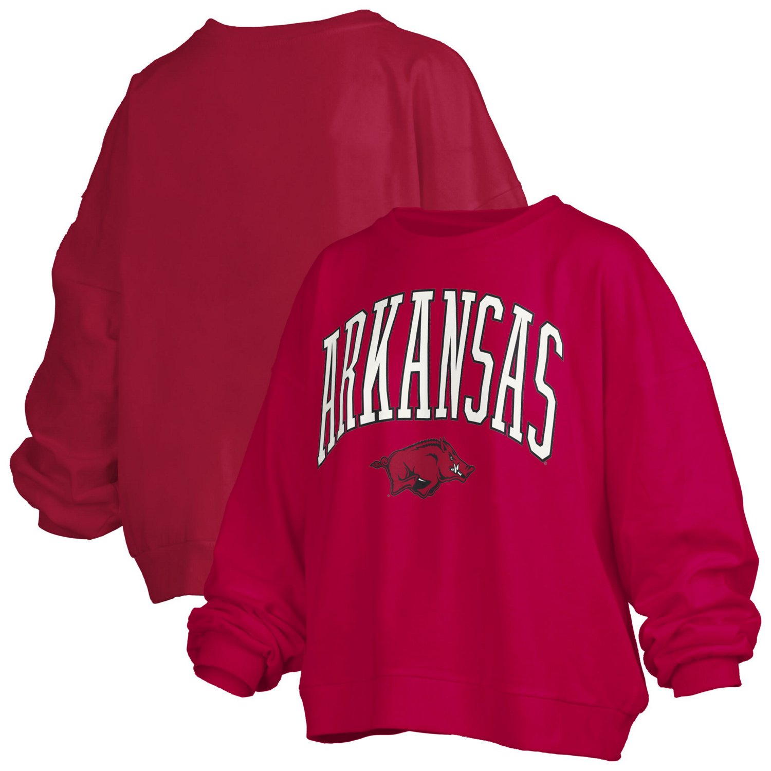 Pressbox Arkansas Razorbacks Janise Arch Over Logo Waist Length Oversized Pullover Sweatshirt - view number 1
