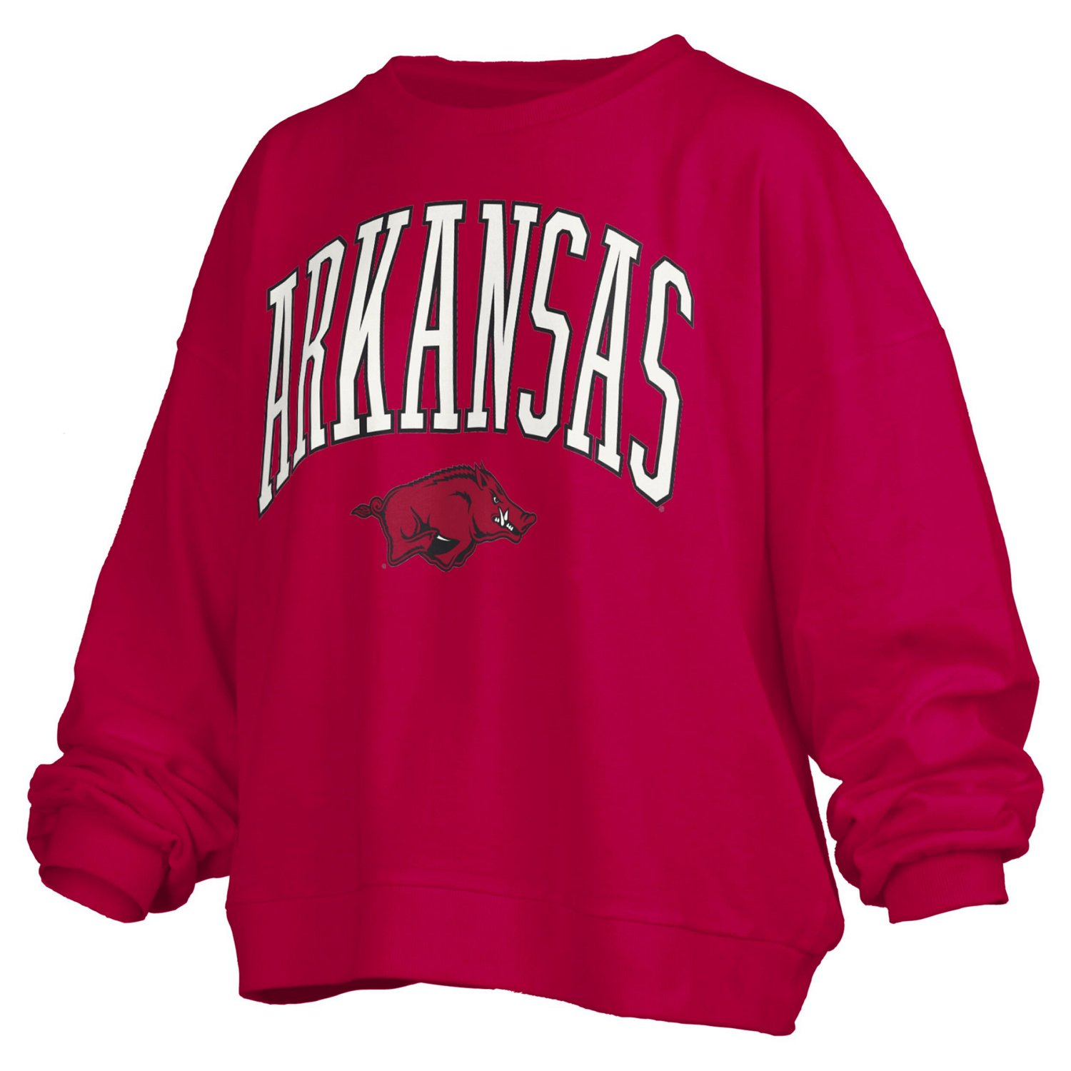 Pressbox Arkansas Razorbacks Janise Arch Over Logo Waist Length Oversized Pullover Sweatshirt - view number 2