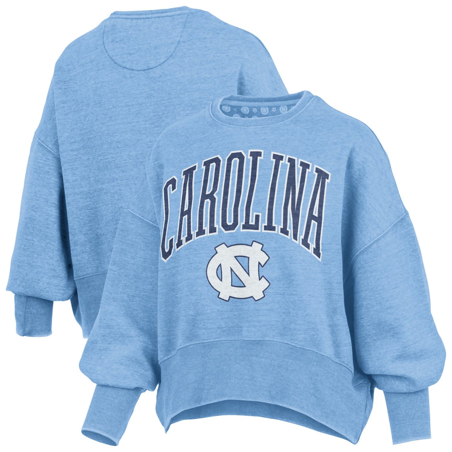 Pressbox Carolina North Carolina Tar Heels Oversized Waist-Length Crewneck Sweatshirt