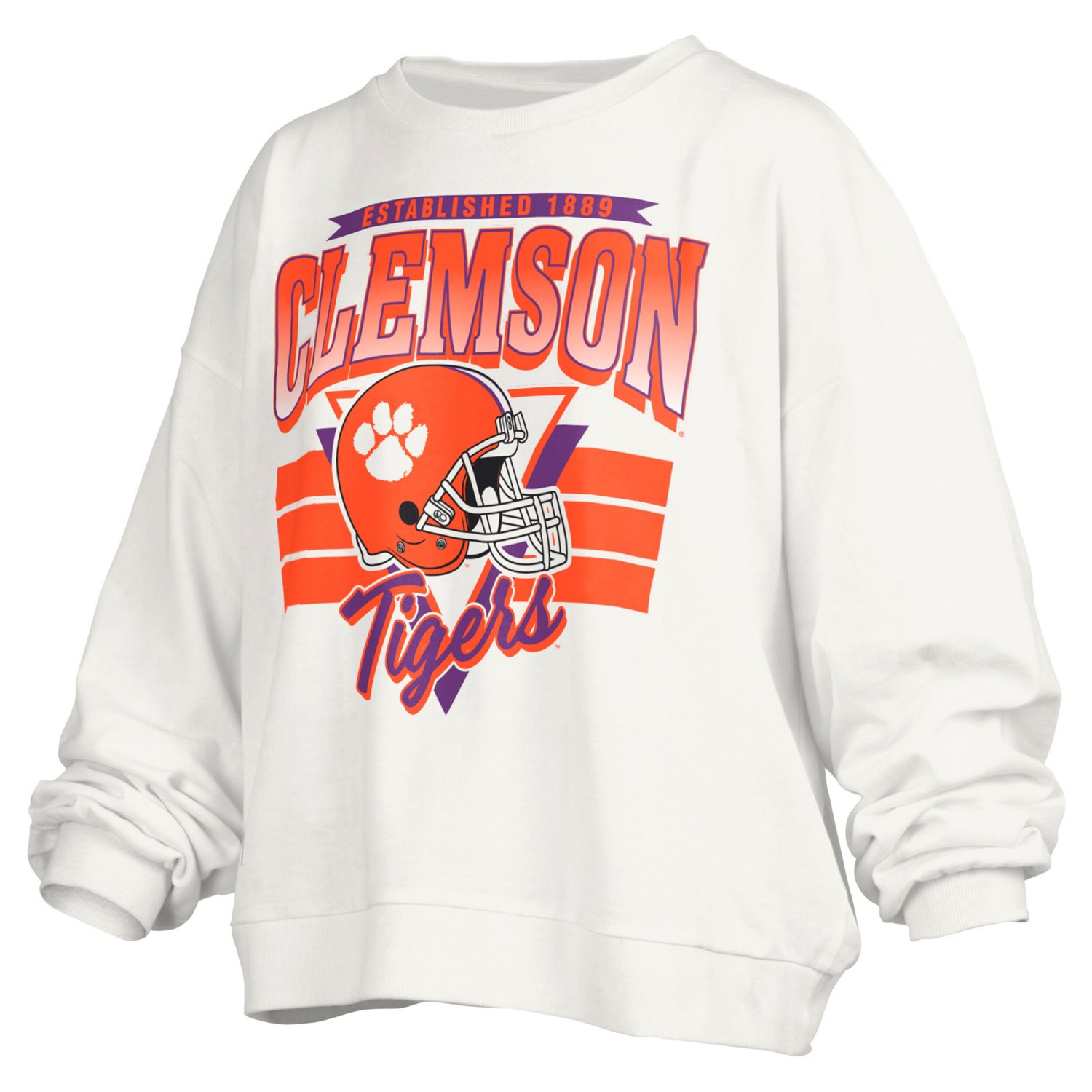 Pressbox Clemson Tigers Janice Retro Logo Oversized Pullover Sweatshirt                                                          - view number 2