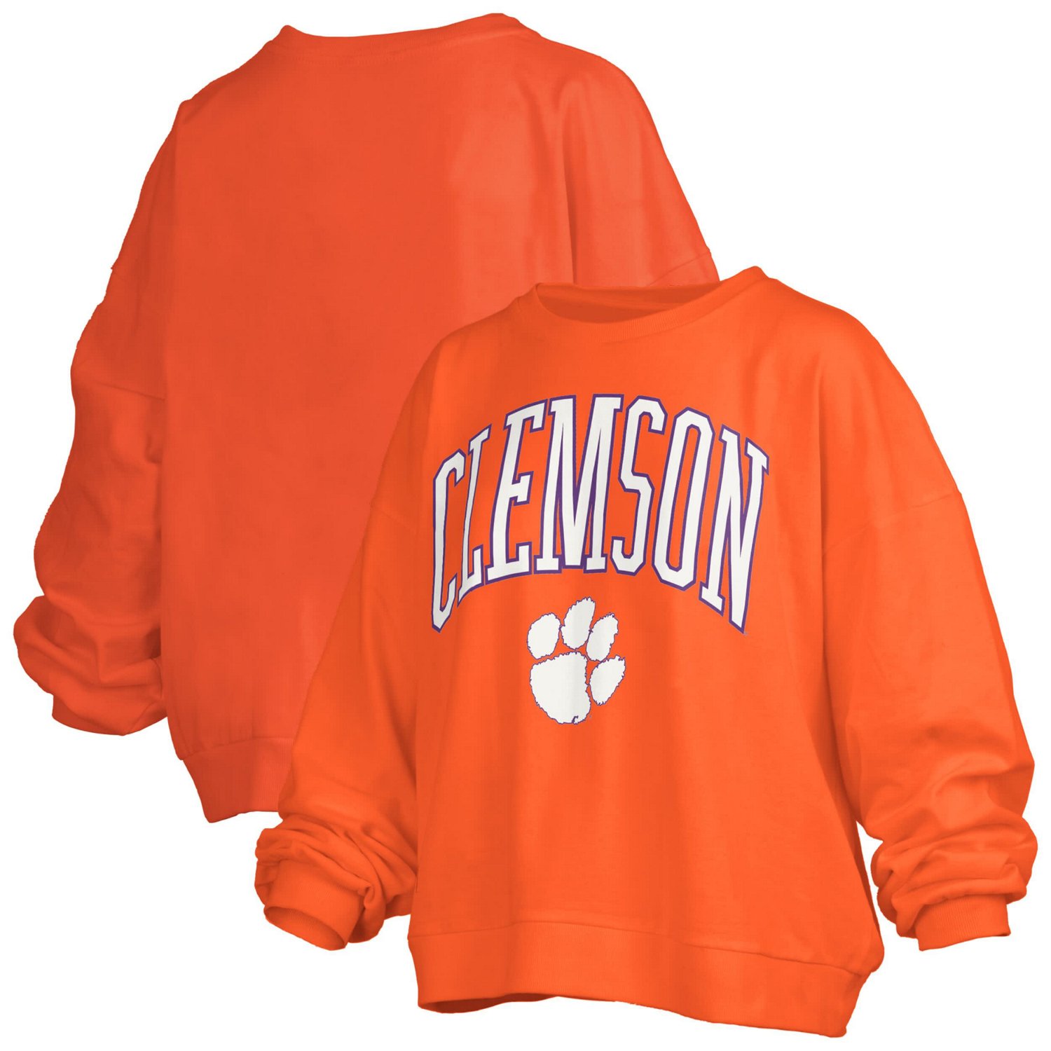 Pressbox Clemson Tigers Janise Arch Over Logo Waist Length Oversized Pullover Sweatshirt - view number 1