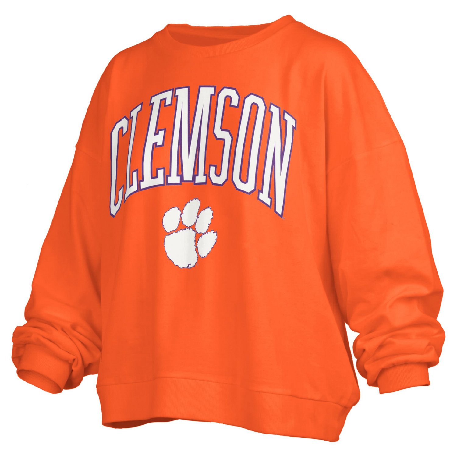 Pressbox Clemson Tigers Janise Arch Over Logo Waist Length Oversized Pullover Sweatshirt - view number 2