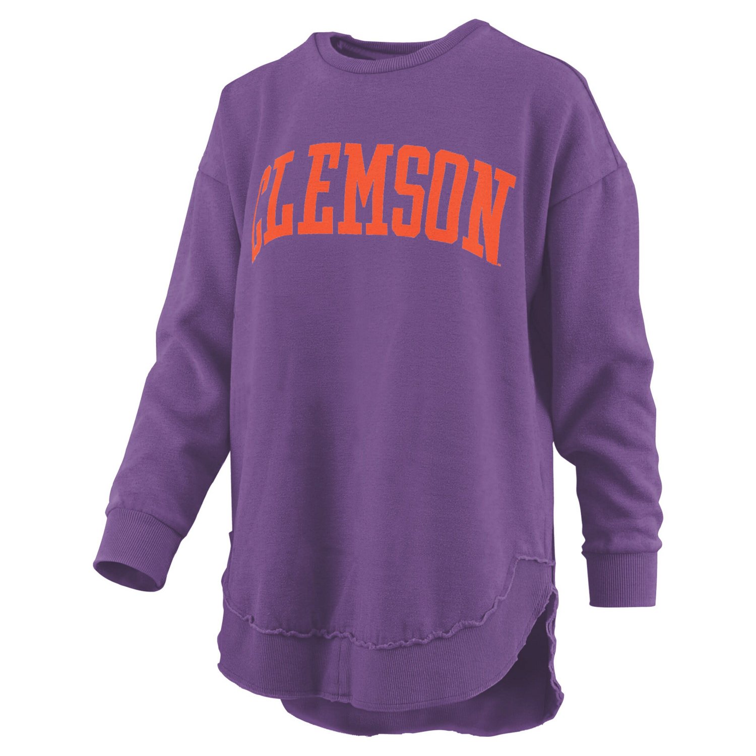 Pressbox Clemson Tigers Melange Poncho Vintage Fleece Long Sleeve Pullover Sweatshirt - view number 2