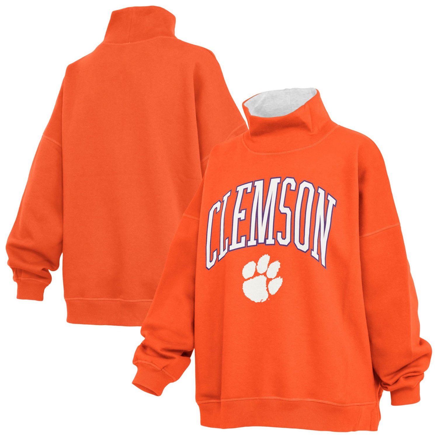 Pressbox Clemson Tigers Oversized Mock Neck Sweatshirt
