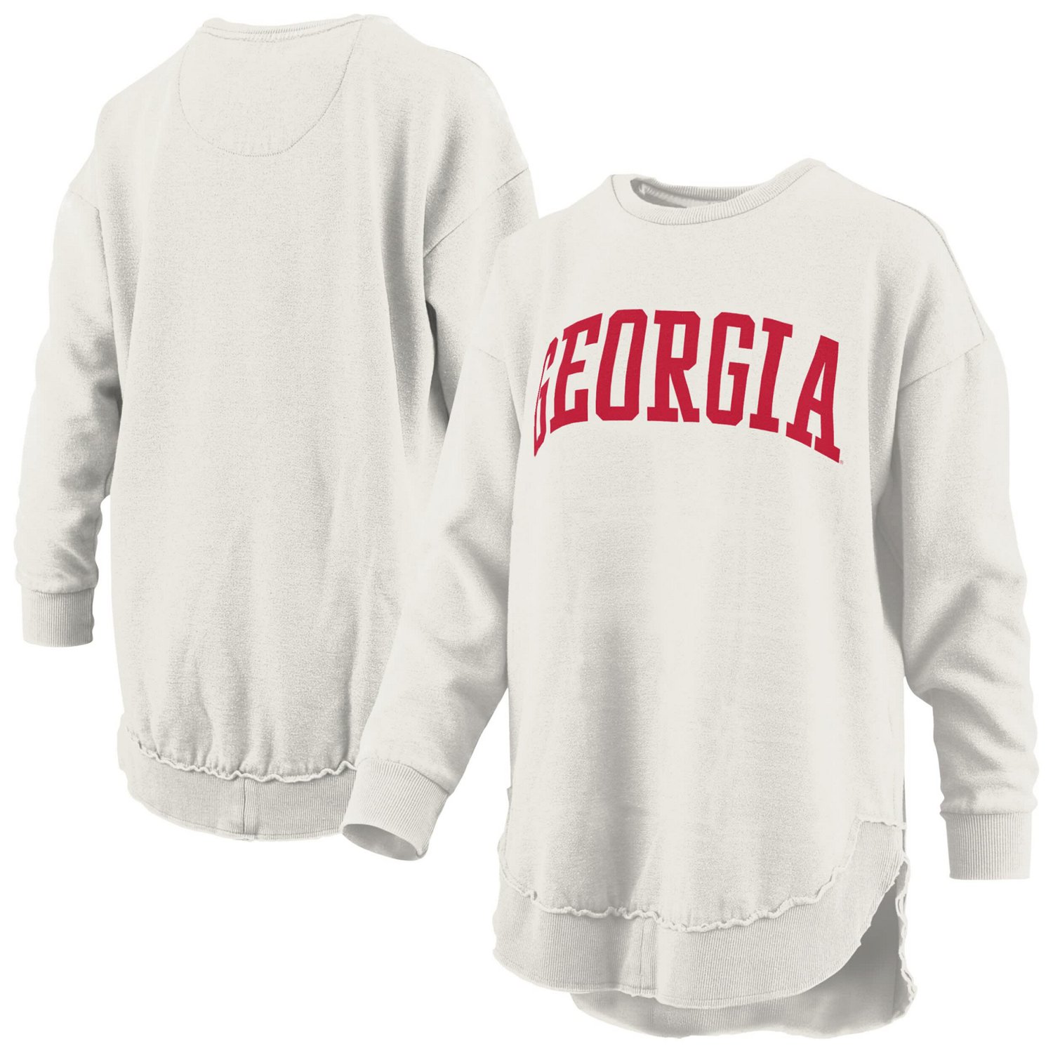 Pressbox Georgia Bulldogs Melange Poncho Vintage Fleece Long Sleeve Pullover Sweatshirt