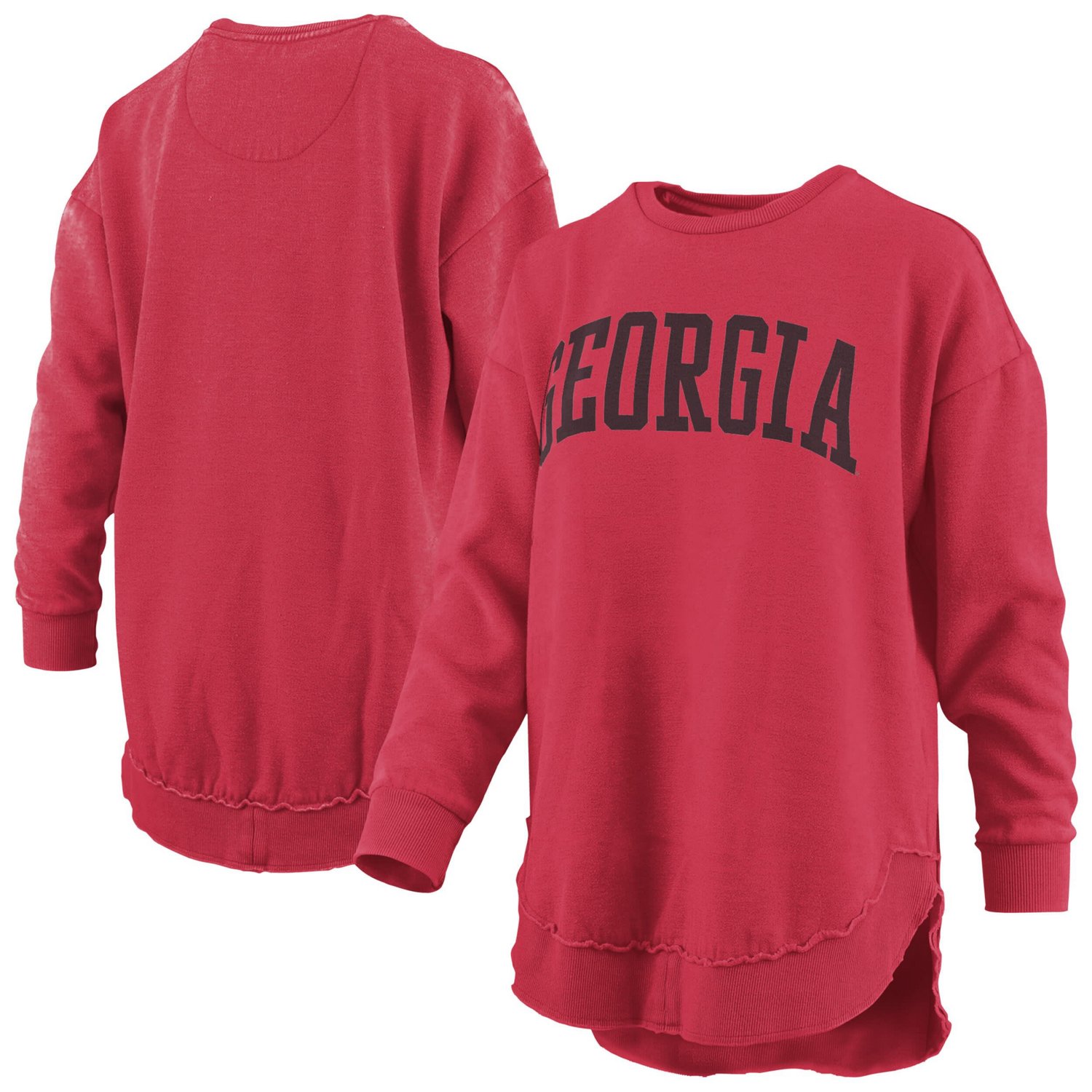 Pressbox Georgia Bulldogs Melange Poncho Vintage Fleece Long Sleeve Pullover Sweatshirt