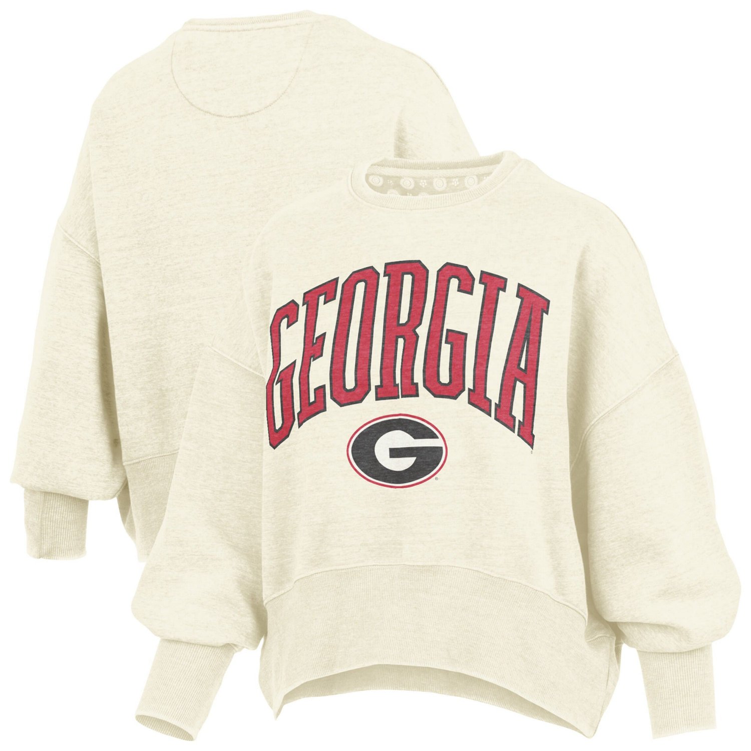 Pressbox Georgia Bulldogs Oversized Waist-Length Crewneck Sweatshirt