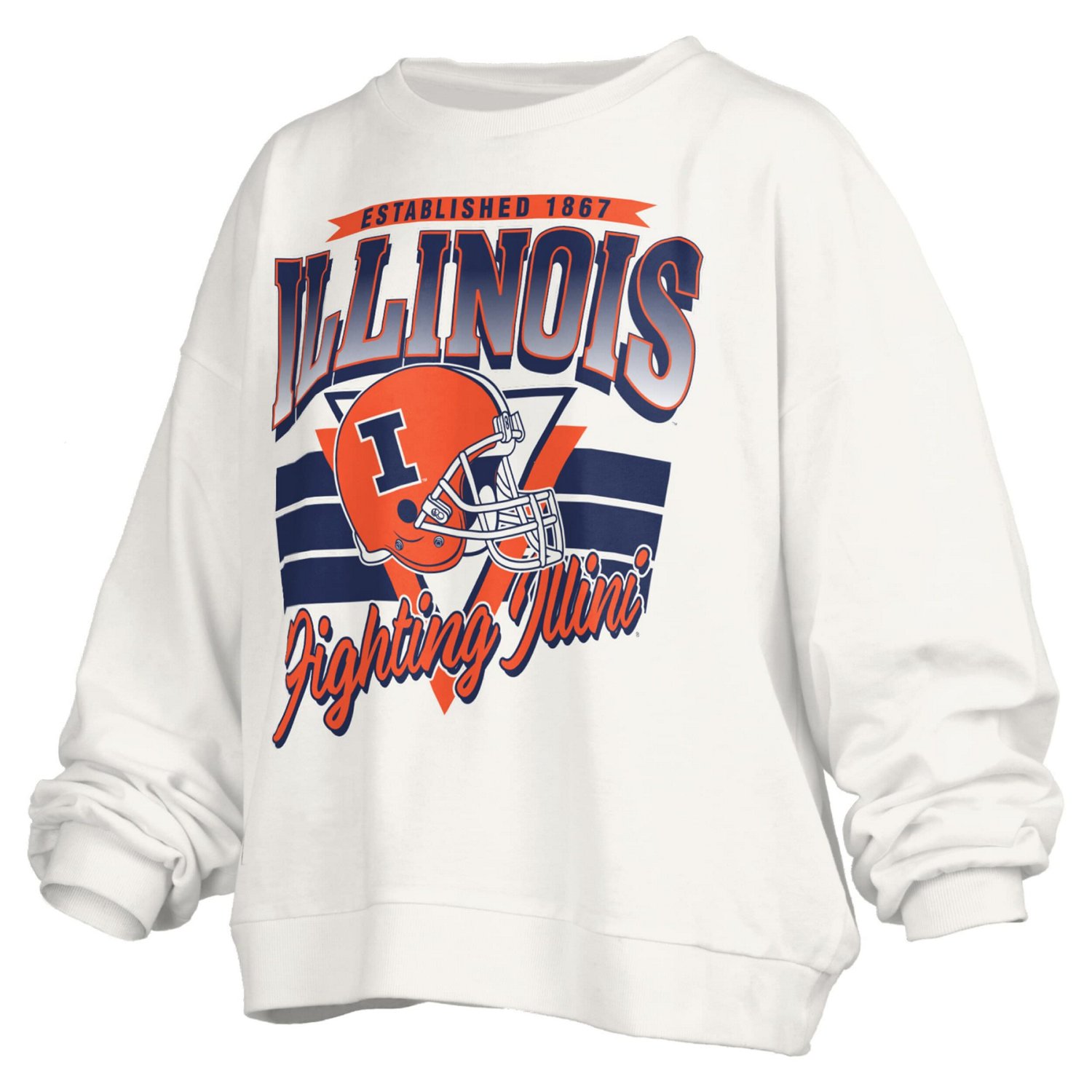 Pressbox Illinois Fighting Illini Oversized Janice Retro Waist-Length Pullover Sweatshirt - view number 2