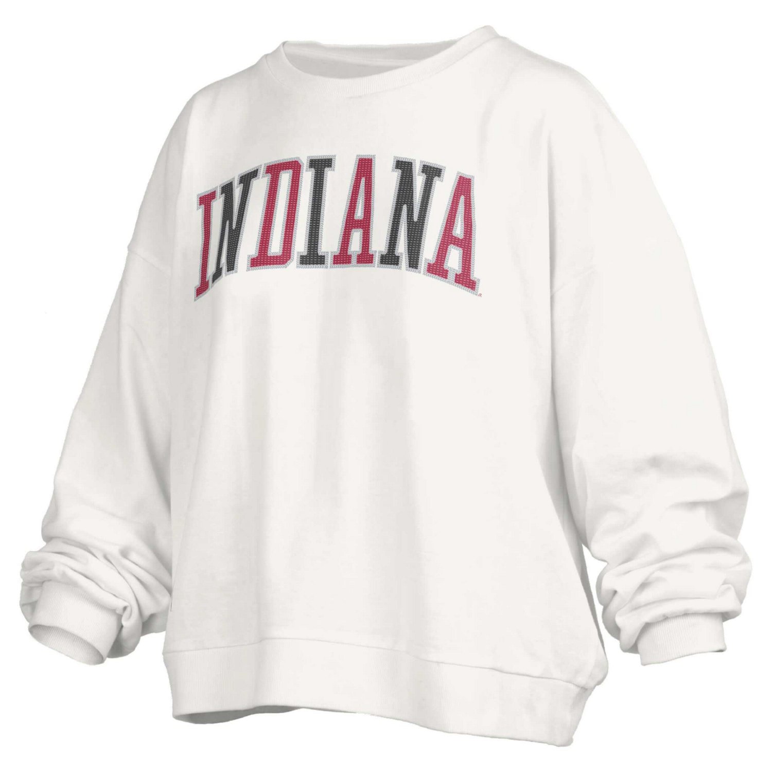 Pressbox Indiana Hoosiers Janise Sequin Waist Length Oversized Pullover Sweatshirt                                               - view number 1
