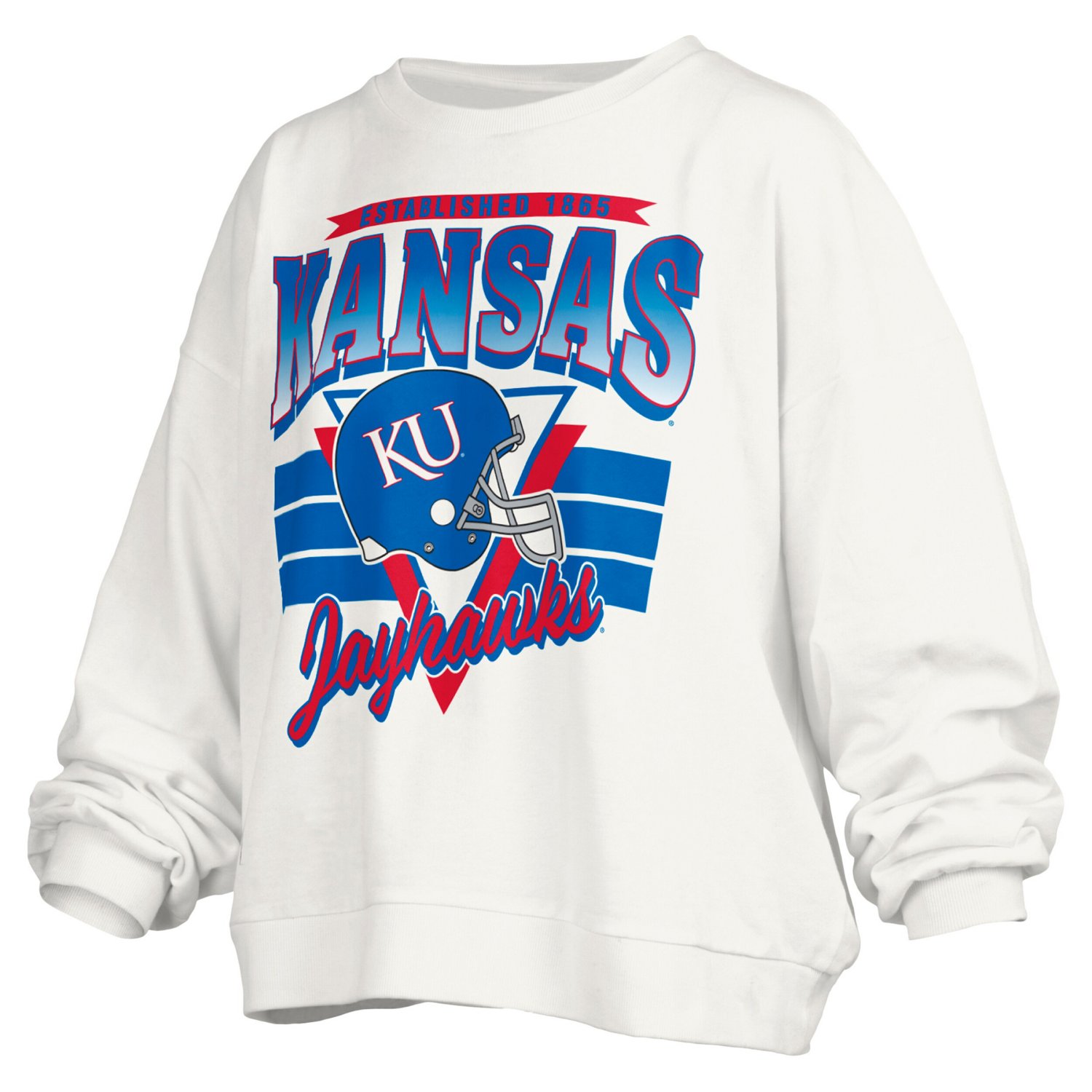 Pressbox Kansas Jayhawks Janice Retro Logo Oversized Pullover Sweatshirt - view number 2