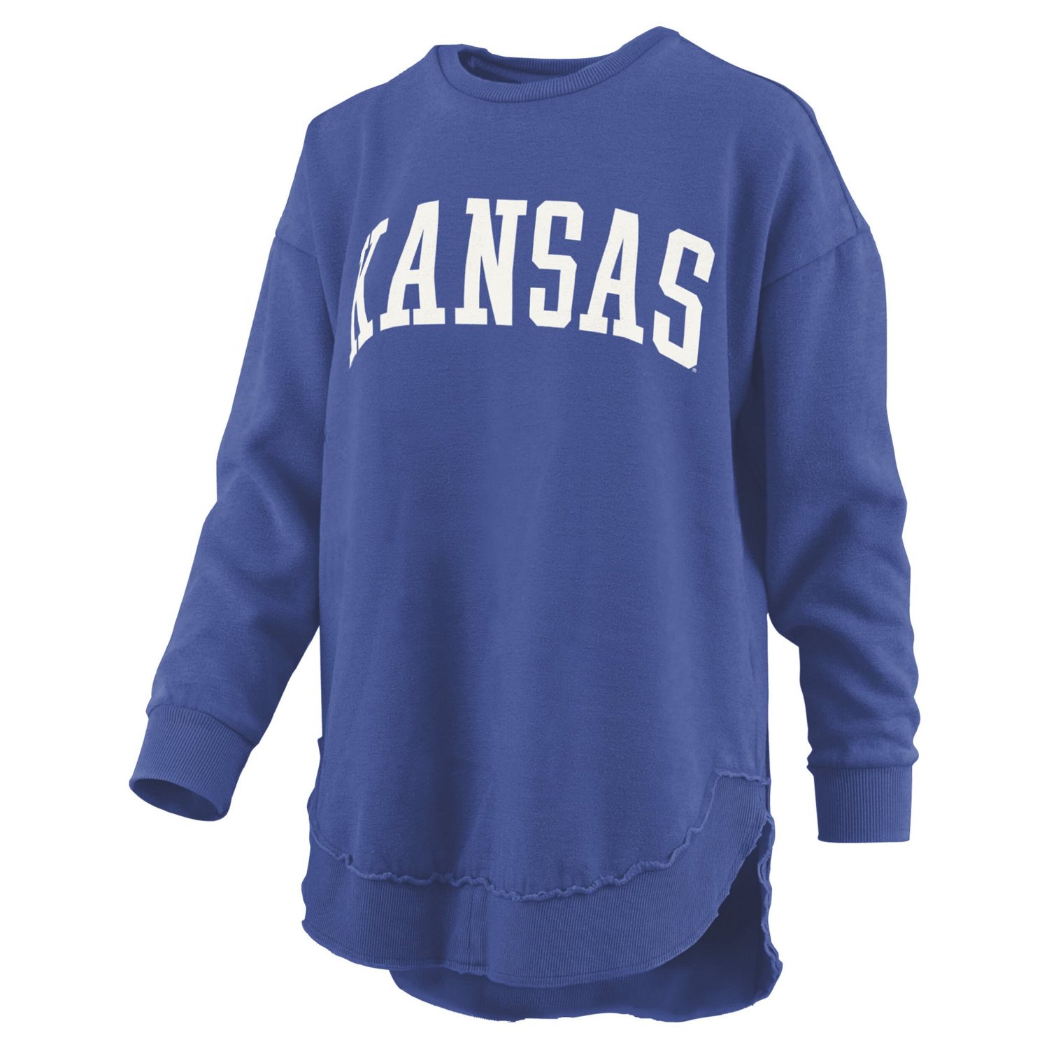 Pressbox Kansas Jayhawks Melange Poncho Vintage Fleece Long Sleeve Pullover Sweatshirt - view number 2