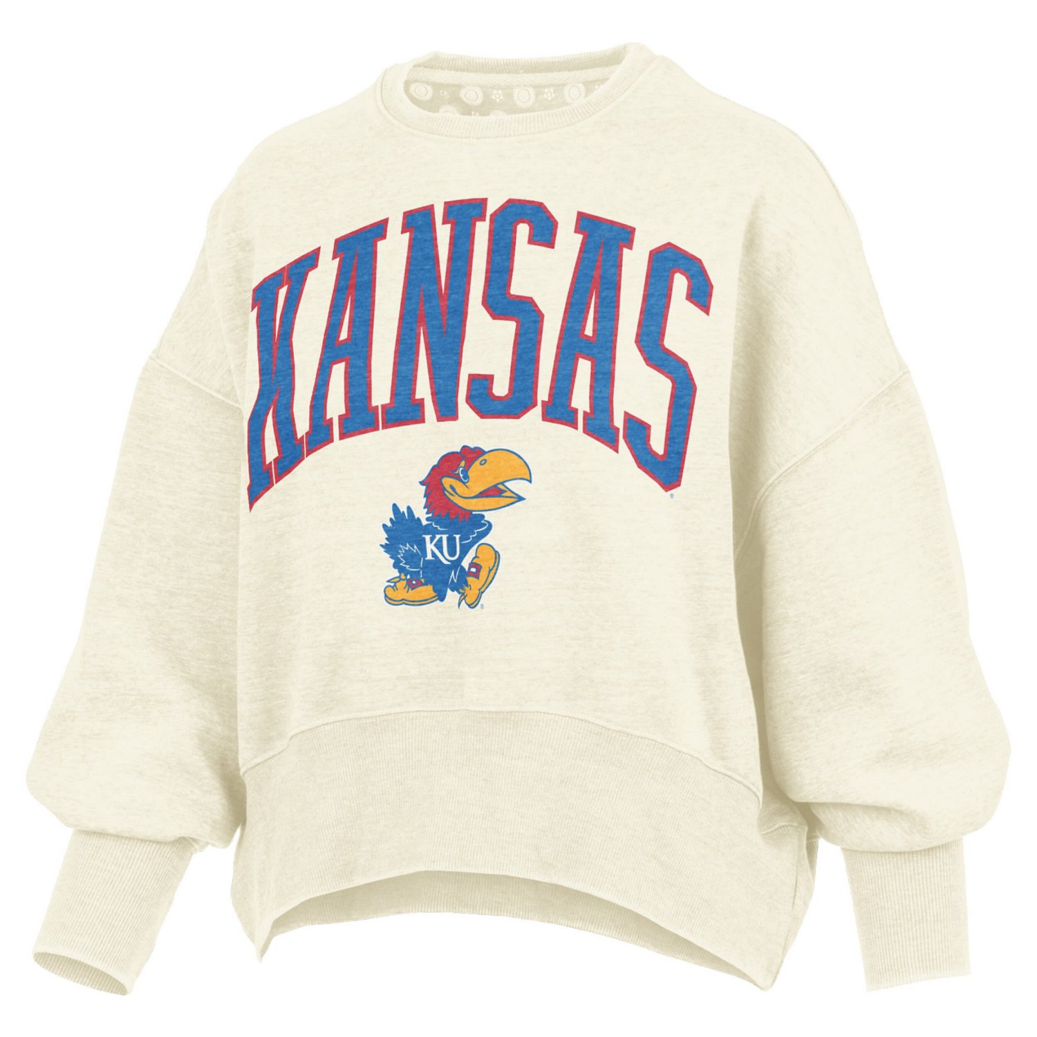 Pressbox Kansas Jayhawks Oversized Waist-Length Crewneck Sweatshirt - view number 2