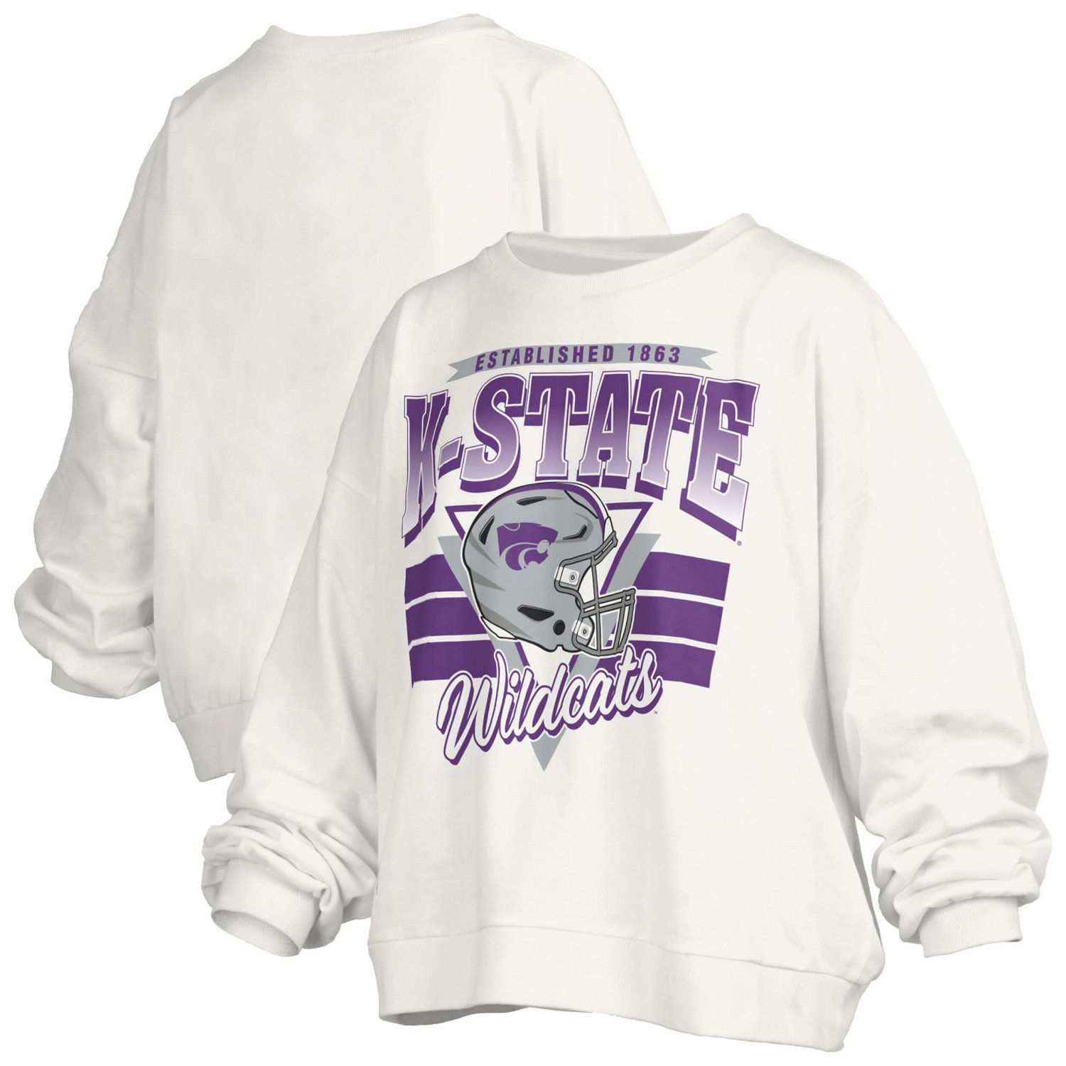 Pressbox Kansas State Wildcats Oversized Janice Retro Waist-Length Pullover Sweatshirt