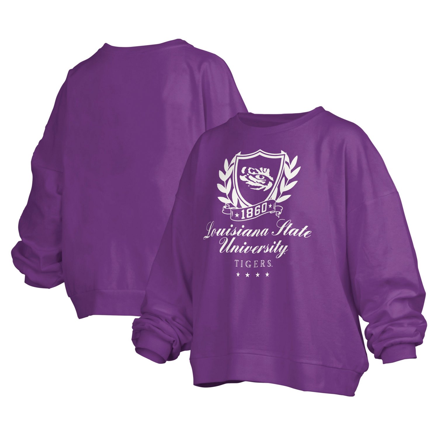 Pressbox LSU Tigers Big Aug Script Janice Oversized Pullover Sweatshirt                                                          - view number 1