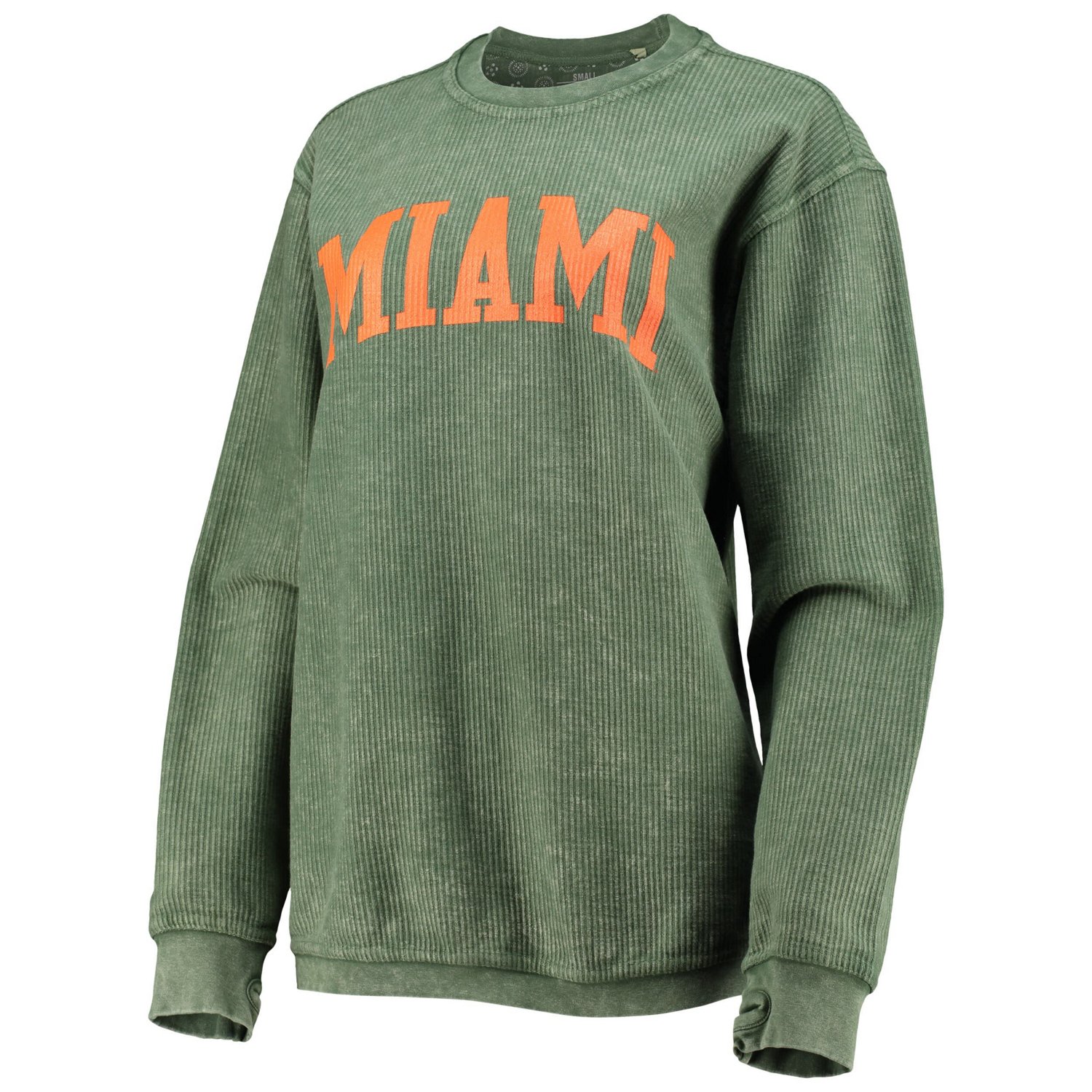 Pressbox Miami Hurricanes Comfy Cord Vintage Wash Basic Arch Pullover Sweatshirt - view number 2