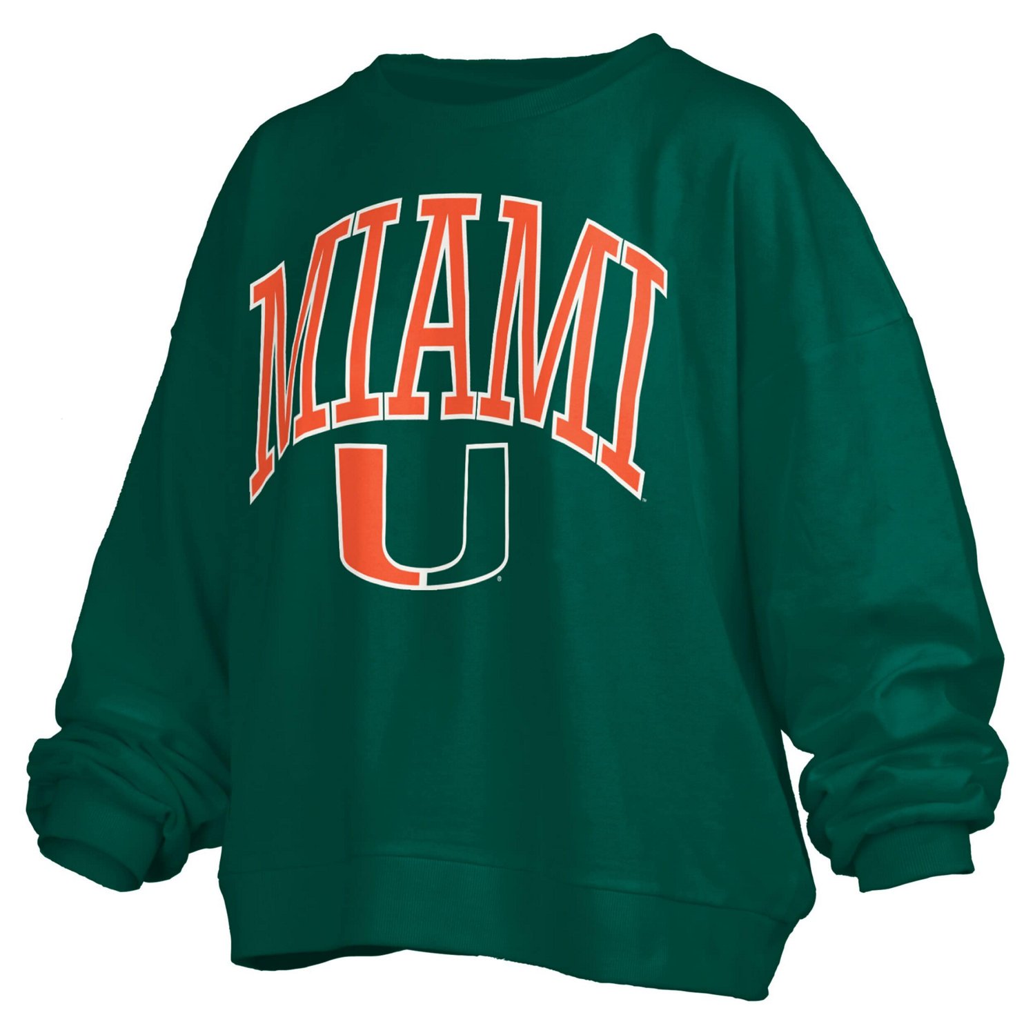Pressbox Miami Hurricanes Janise Arch Over Logo Waist Length Oversized Pullover Sweatshirt - view number 2