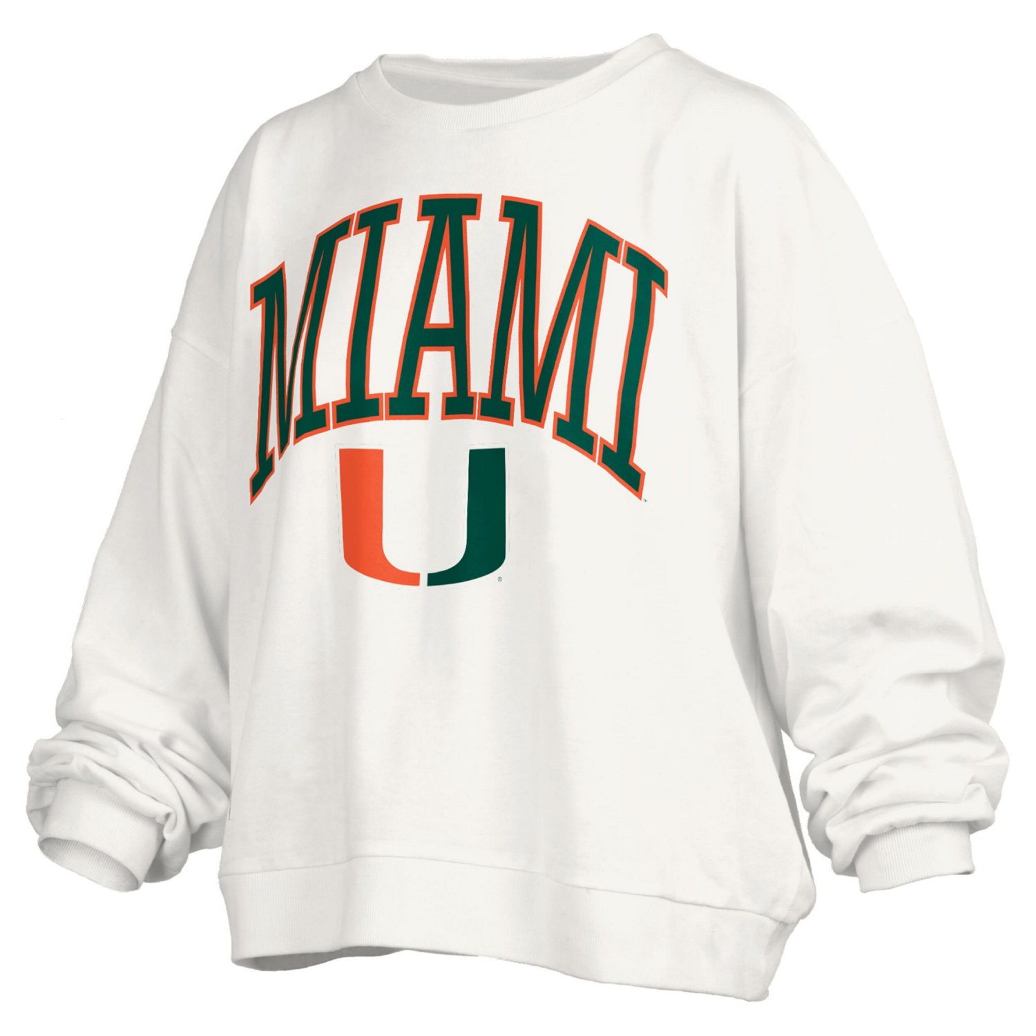 Pressbox Miami Hurricanes Janise Arch Over Logo Waist Length Oversized Pullover Sweatshirt - view number 2