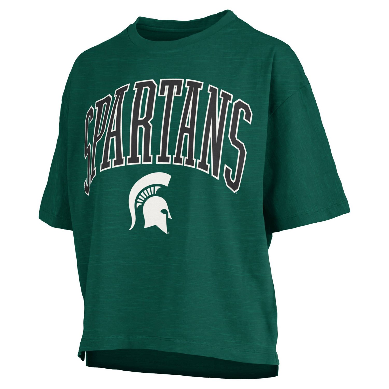 Pressbox Michigan State Spartans Nelson Arch Over Logo Waist Length Oversized Slub T-Shirt - view number 2
