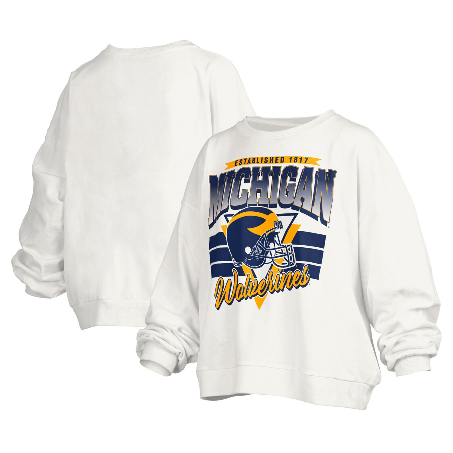 Pressbox Michigan Wolverines Janice Retro Logo Oversized Pullover Sweatshirt
